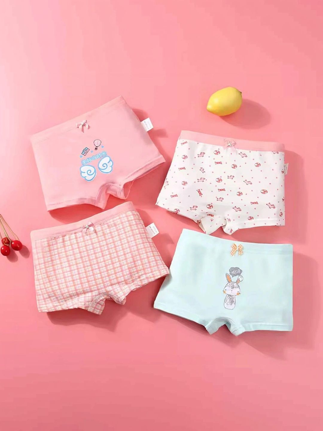 TPJ Mart Girls Pack of 4 Printed Assorted Cotton Boy Shorts-picture-13