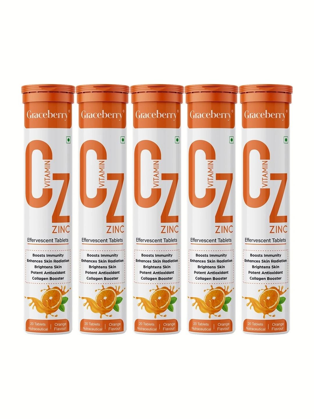 GRACE BERRY Set Of 5 Vitamin C & Amla Effervescent Tablet - 20 Tablets Each-image-11