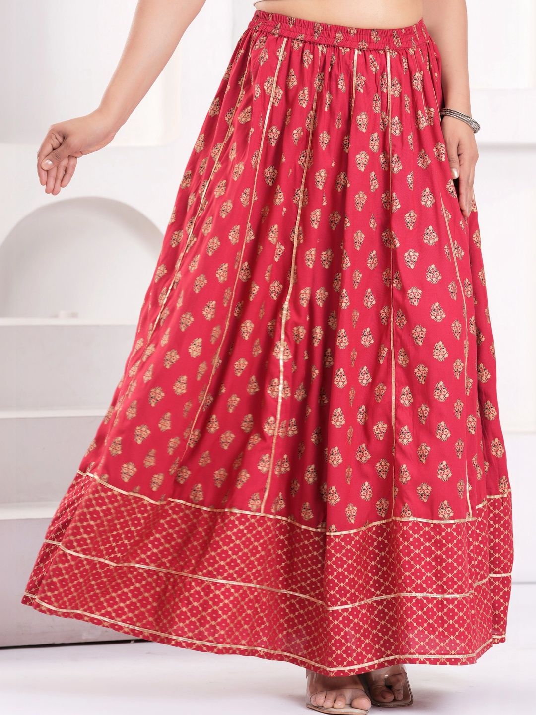 Clothy N Wave Women Paisley Maxi Flared Skirt