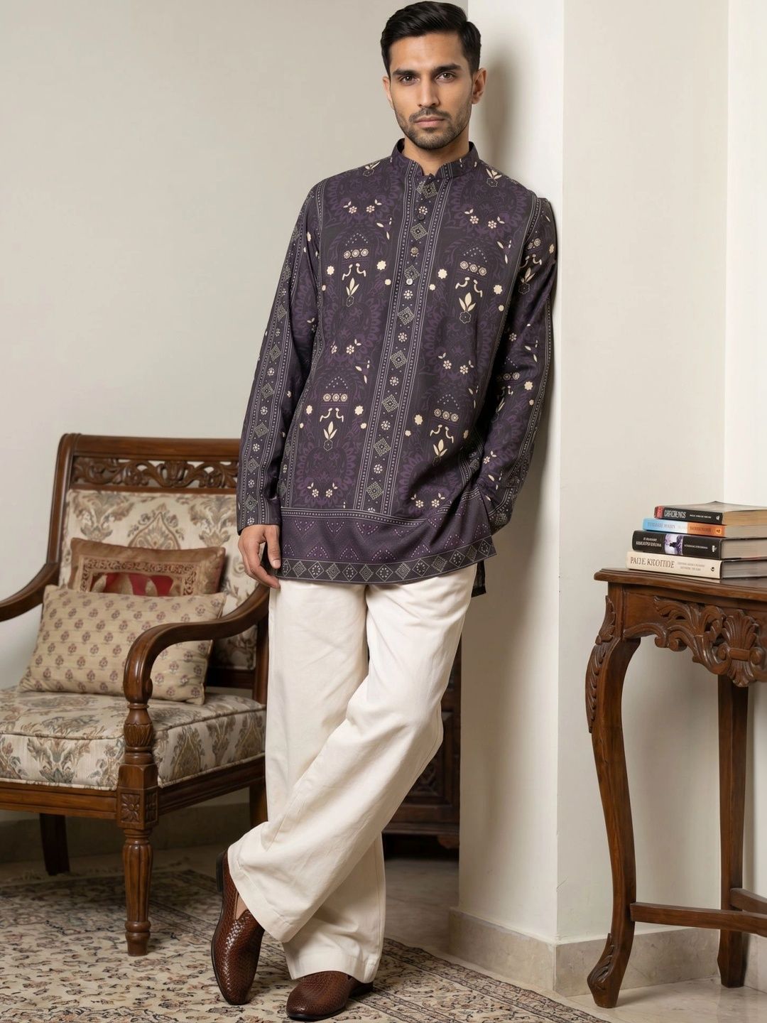 Jompers Men Ethnic Motifs Printed Regular Kurta with Trousers-picture-23