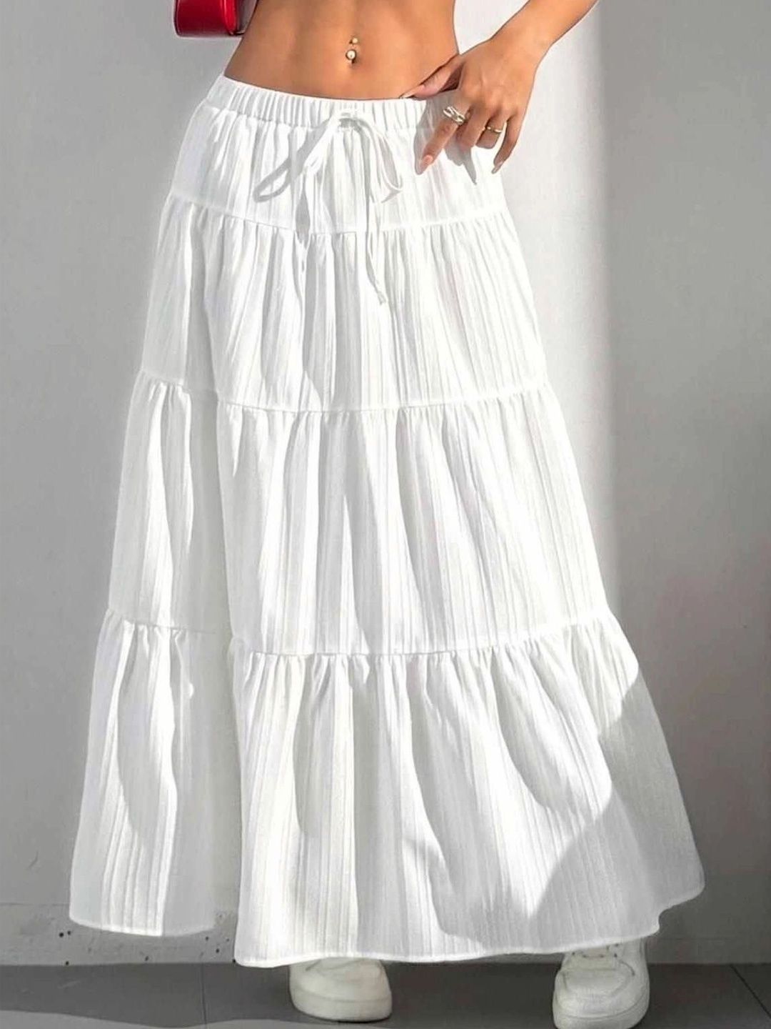 Mitera Women Satin Tiered Maxi Tiered Skirt-picture-27