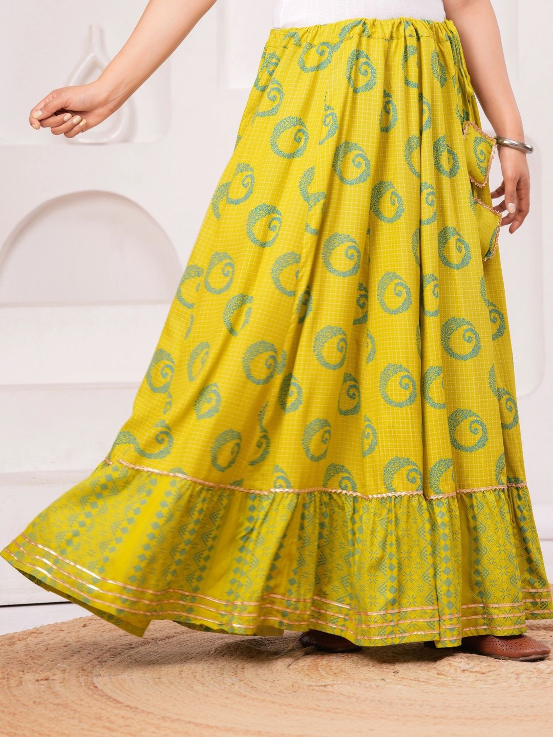 Clothy N Wave Women Geometric Maxi Flared Skirt