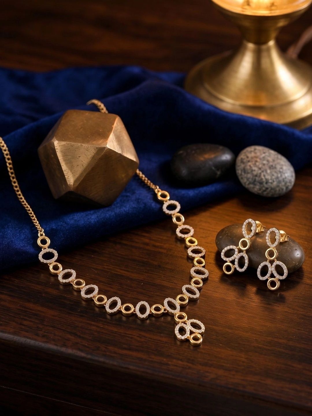 Anouk Gold-Plated American Diamond Necklace and Earrings-picture-18