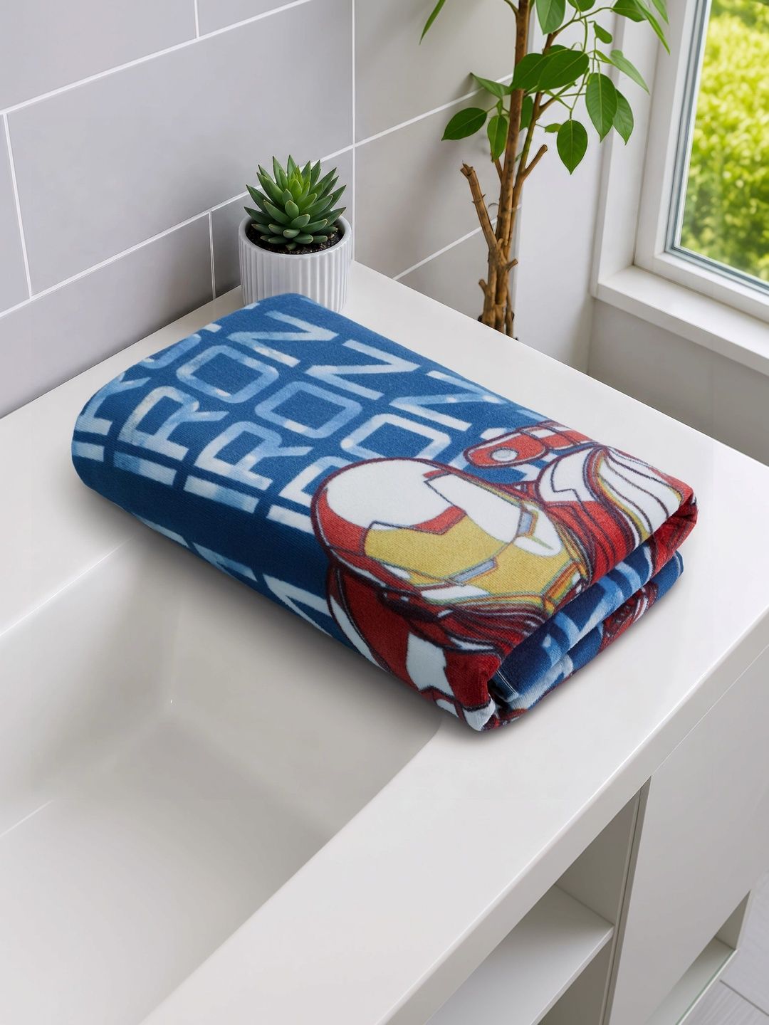 SPACES Blue 1 Printed Cotton 450 GSM Bath Towel-picture-38
