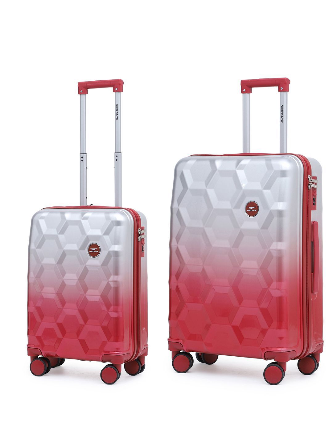 Red Tape Set of 2 Geometric 360-Degree Rotation Non-Padded Trolley Bag-picture-28
