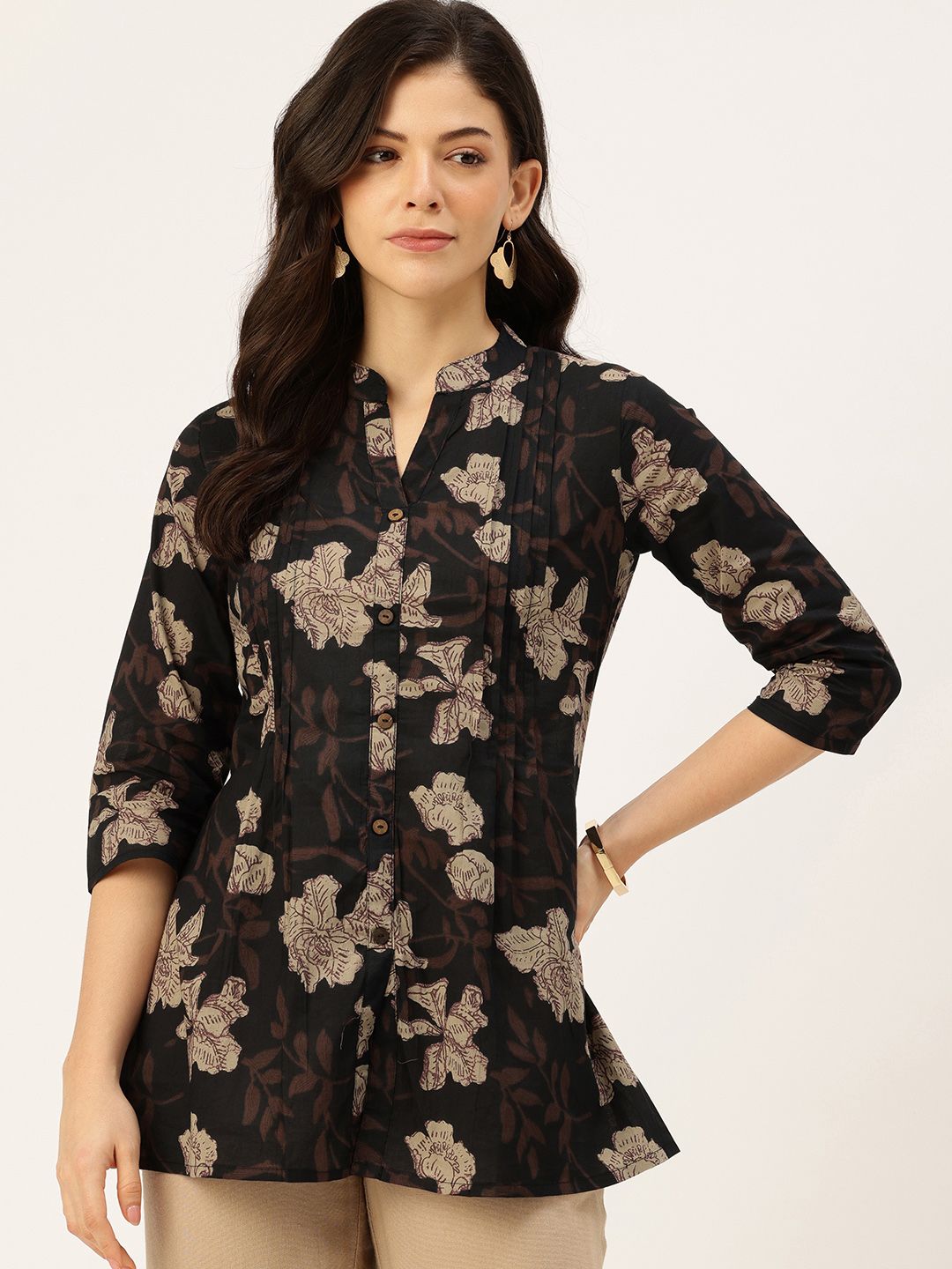 FERANOID Floral Printed Pure Cotton A-Line Kurti-picture-10