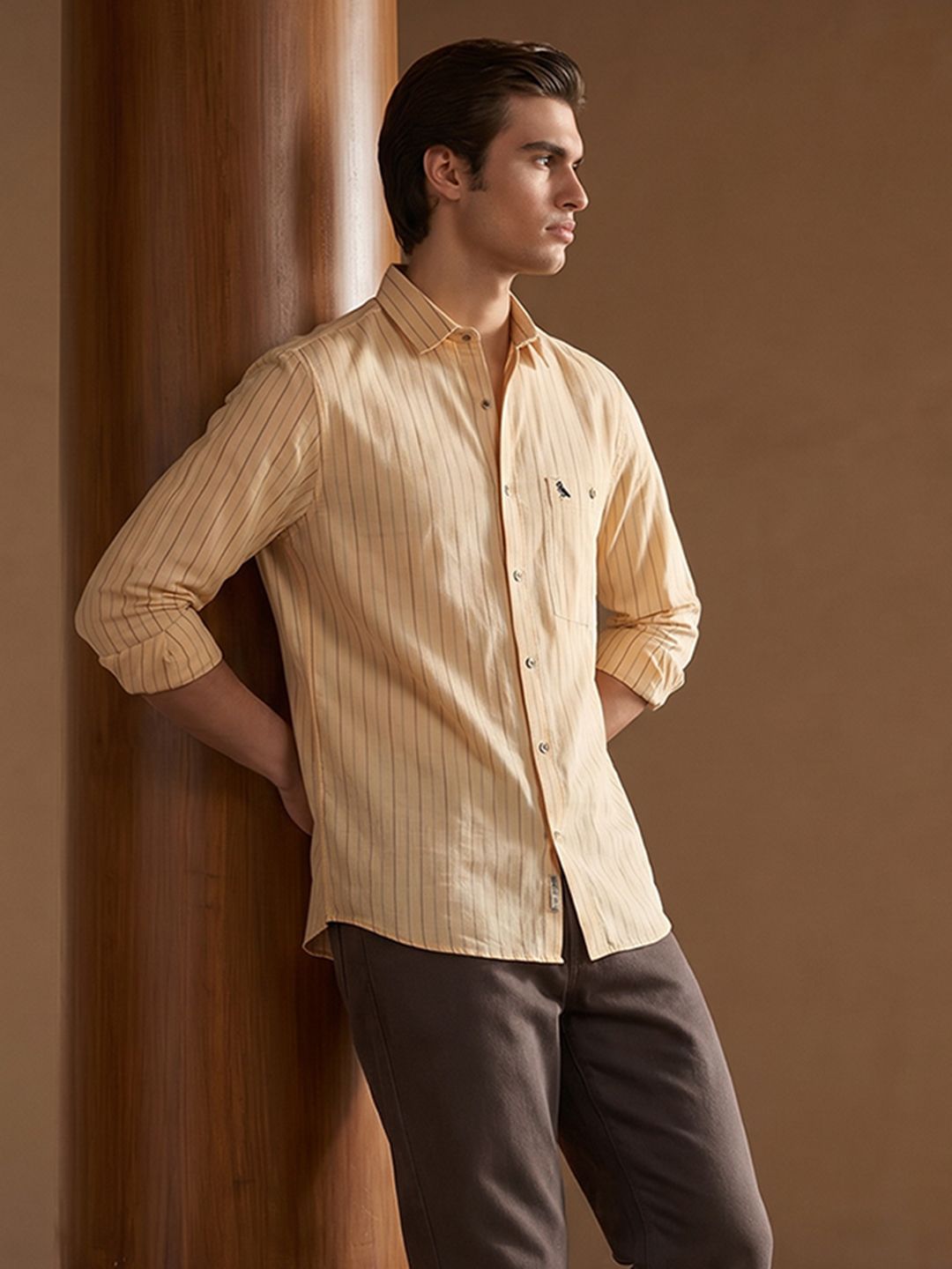 Mr Bowerbird Tailored Fit Vertical Striped Cotton Linen Casual Shirt-picture-26