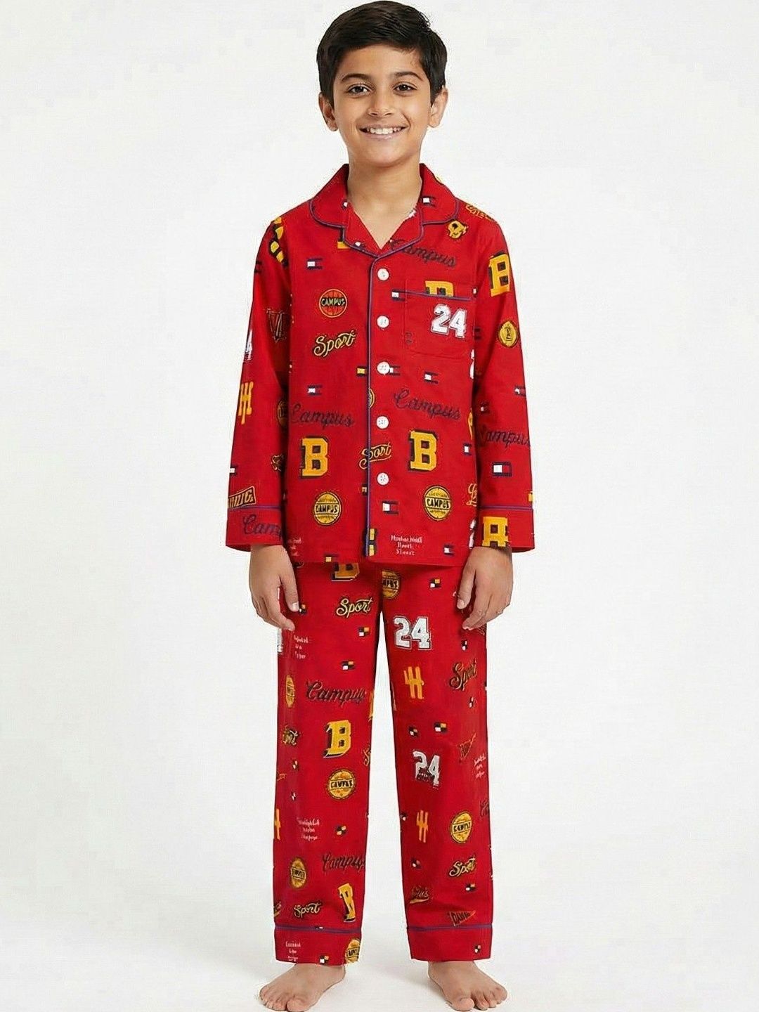 CLLING Unisex Kids Printed Maxi Nightdress-image-49