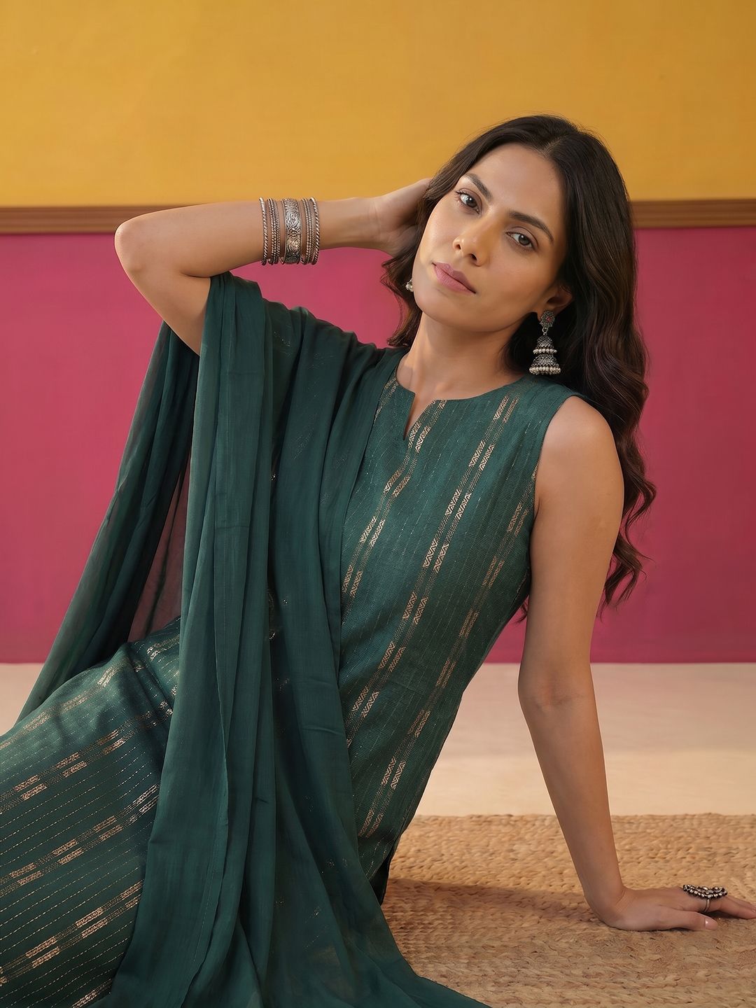 Anouk Striped Kurta Set-image-13