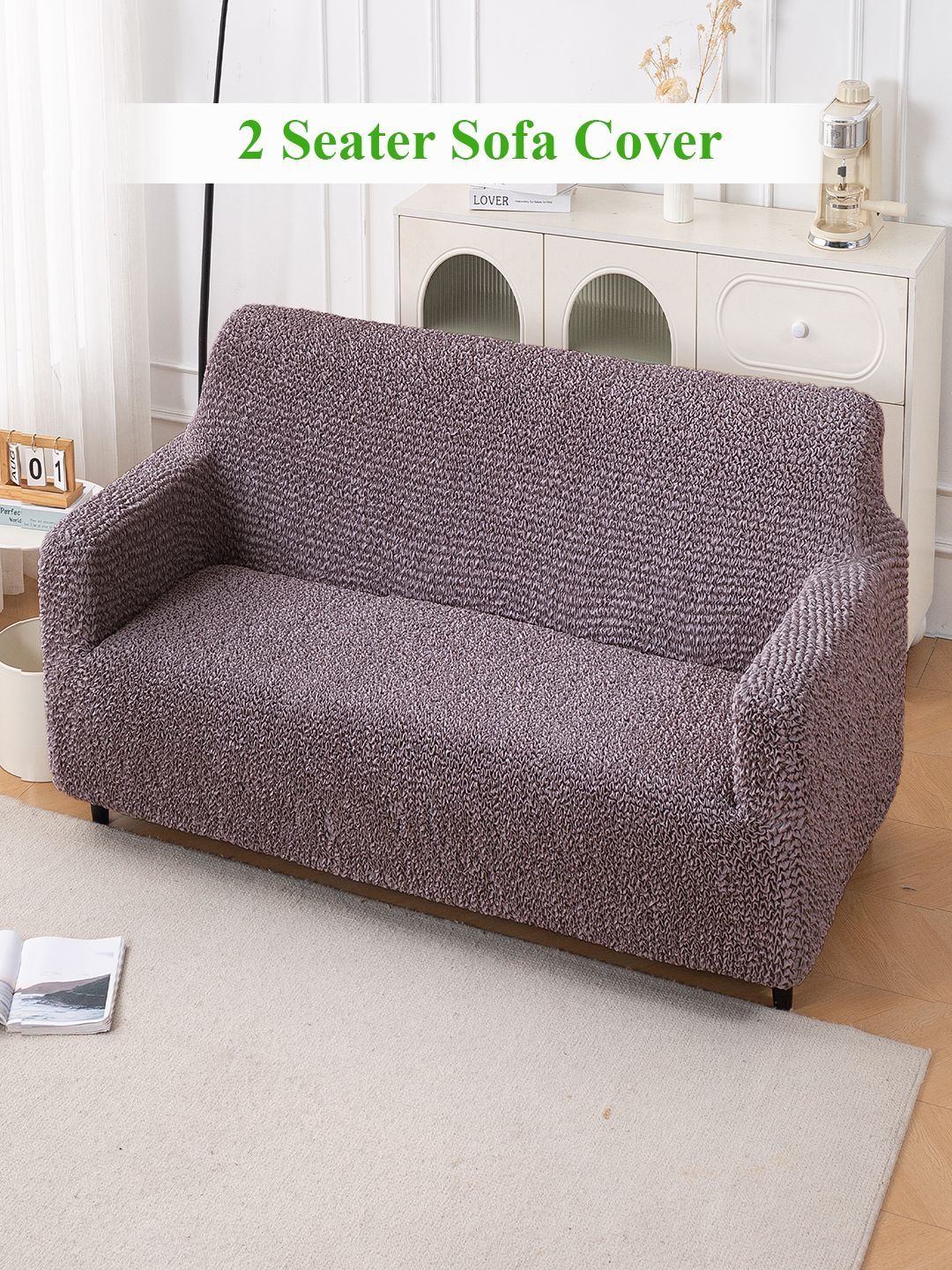 HOKIPO Plum Brown Italian Belissia Luxe 700 GSM Microfiber 2 Seater Sofa Cover-picture-37