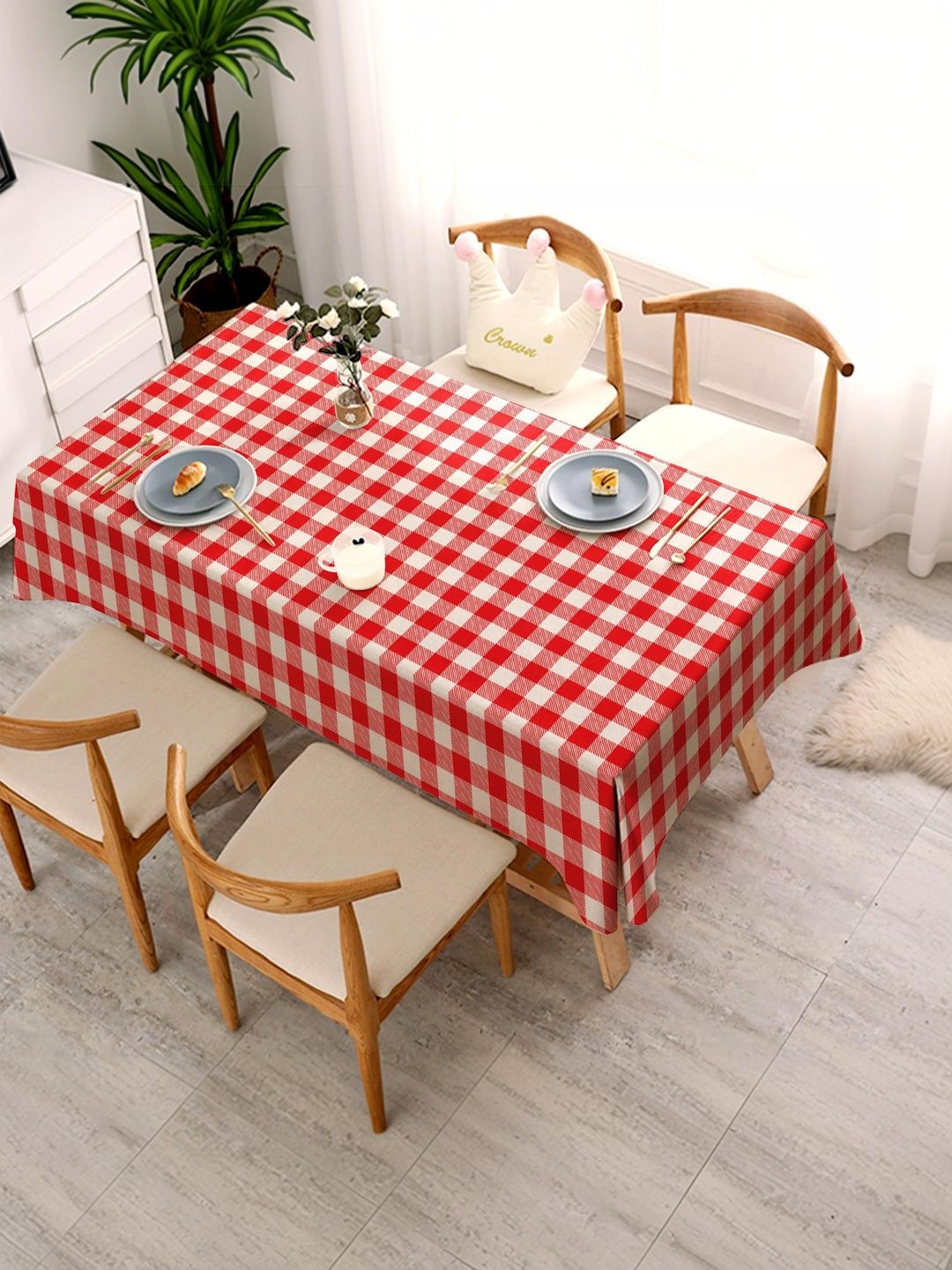 AAVIS DECOR Red Geometric Printed Anti-Slip 4-Seater Table Cover-picture-22