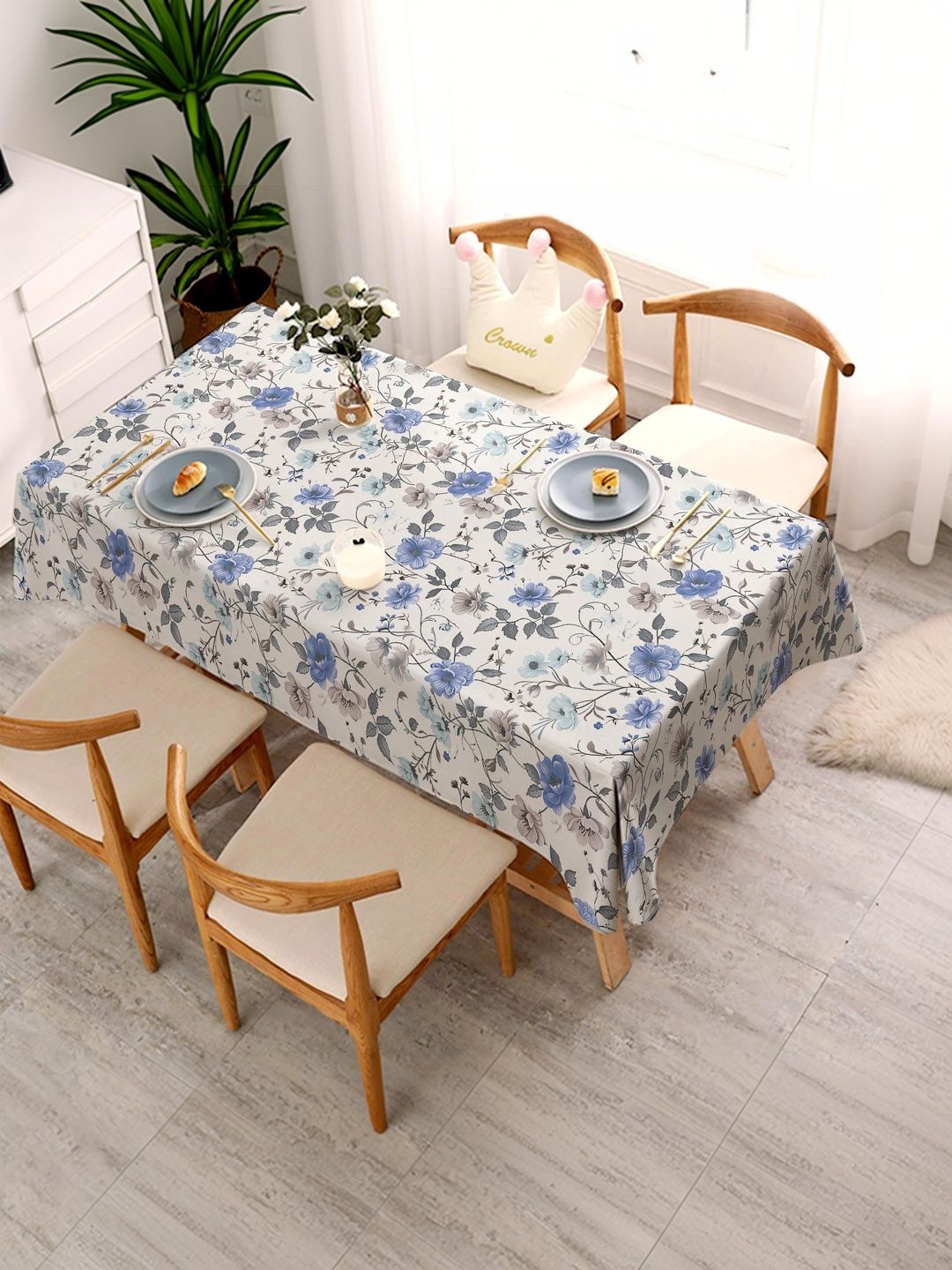 AAVIS DECOR Blue Floral Anti-Slip 4-Seater Table Cover-picture-30