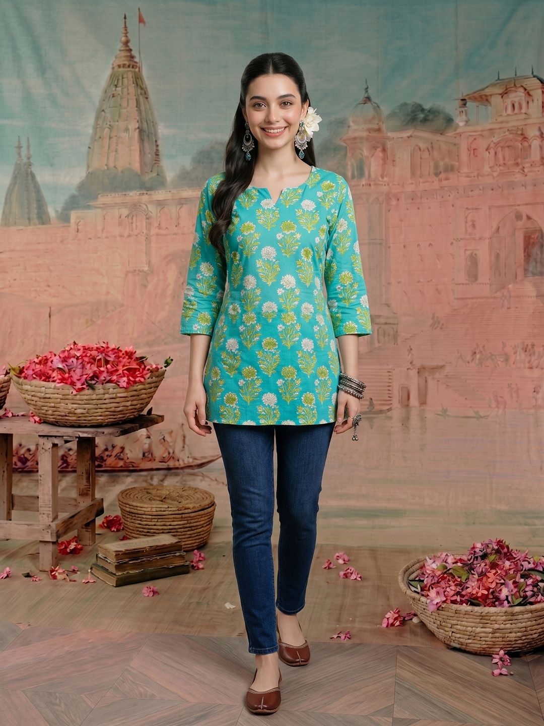 NAVYAAZRI Floral Print Cotton Top-picture-49