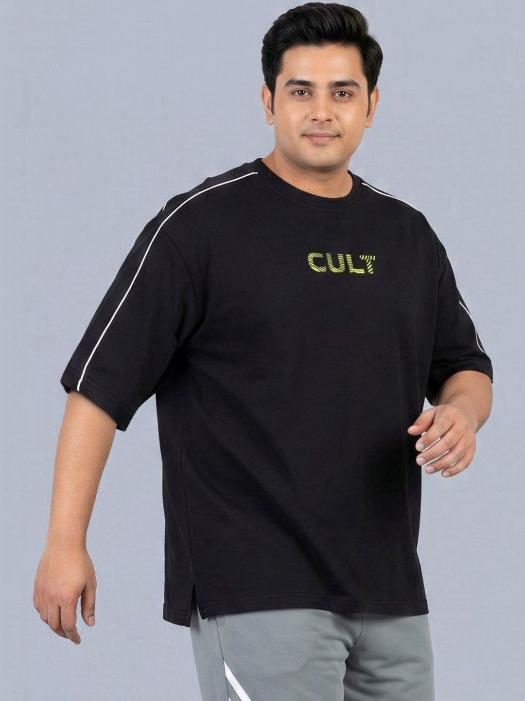 CULT Men's Black Brand Carrier Plus size Oversized Fit T-shirt-picture-19