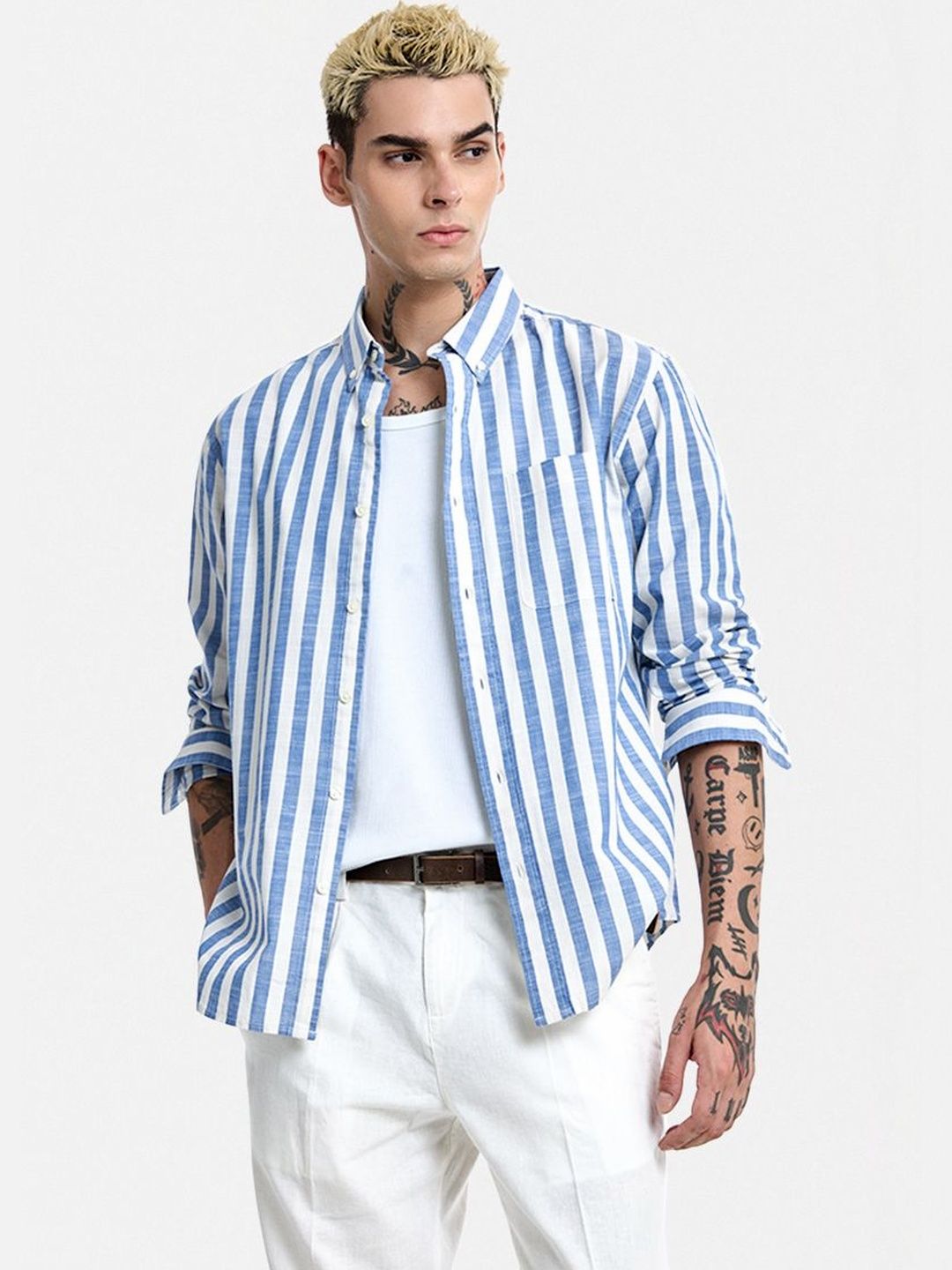 Snitch Men Striped Casual Shirt