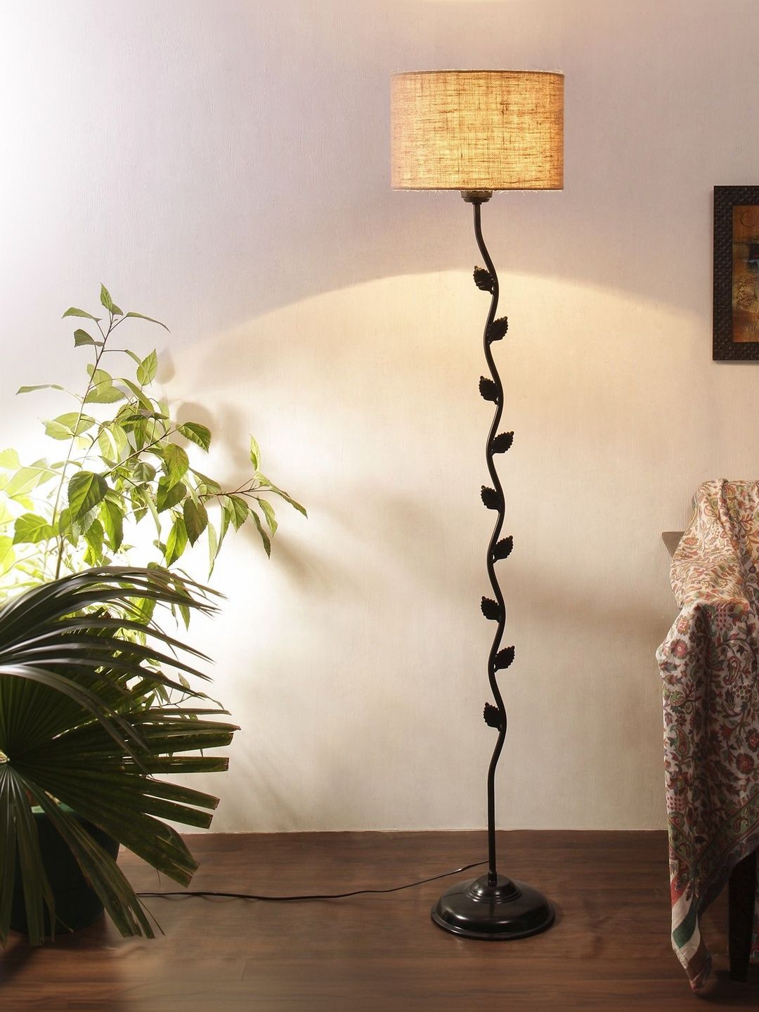 Myntra Elegant Homes Beige & Brown Leaf Floor Lamps-image-42