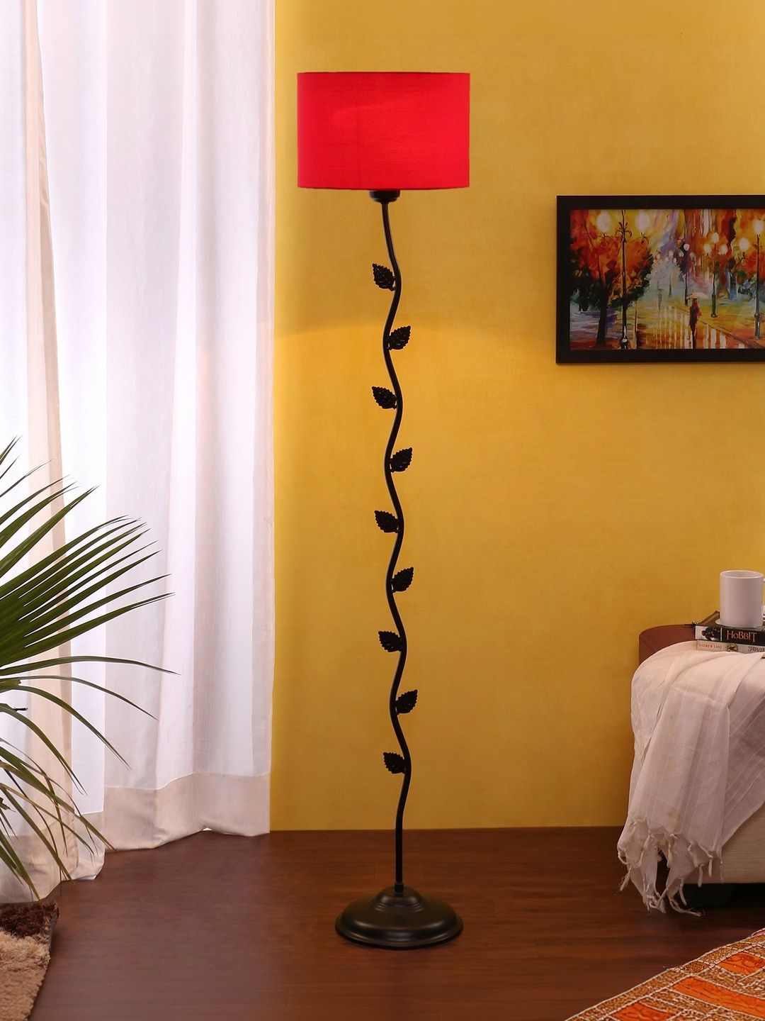 Myntra Elegant Homes Red & Black Leaf Floor Lamps-image-2