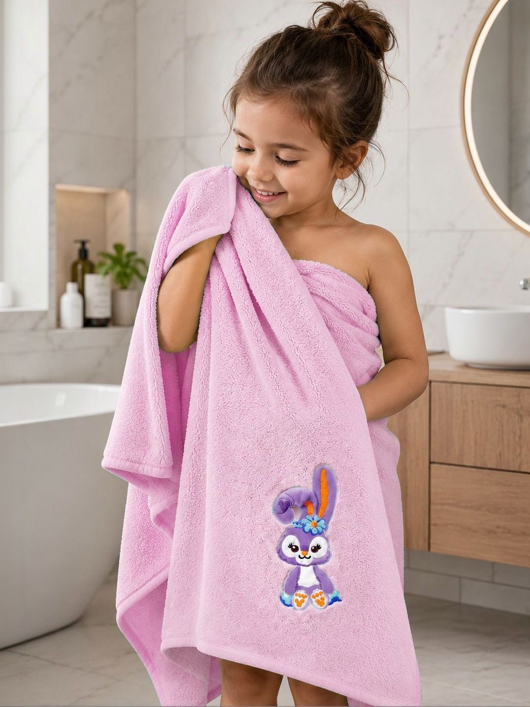 FABINALIV Pink 1 Printed Cotton 400 GSM Bath Towel-image-21