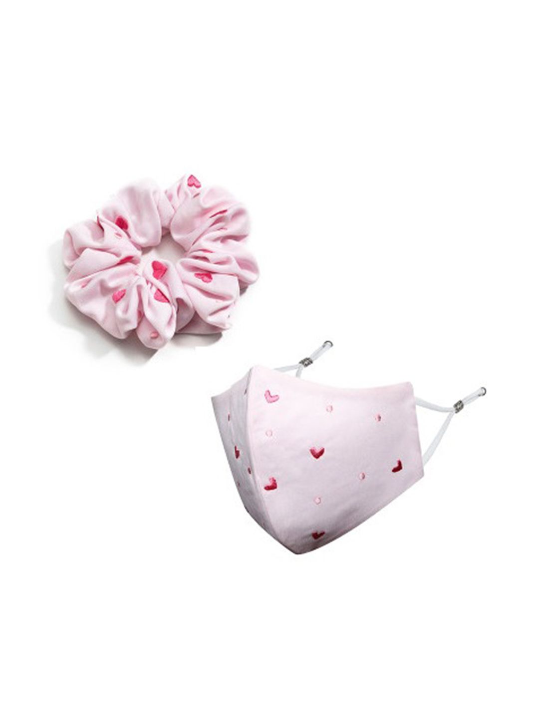 MASQ Women Pink Hearts Printed Cloth Mask & Scrunches-picture-16