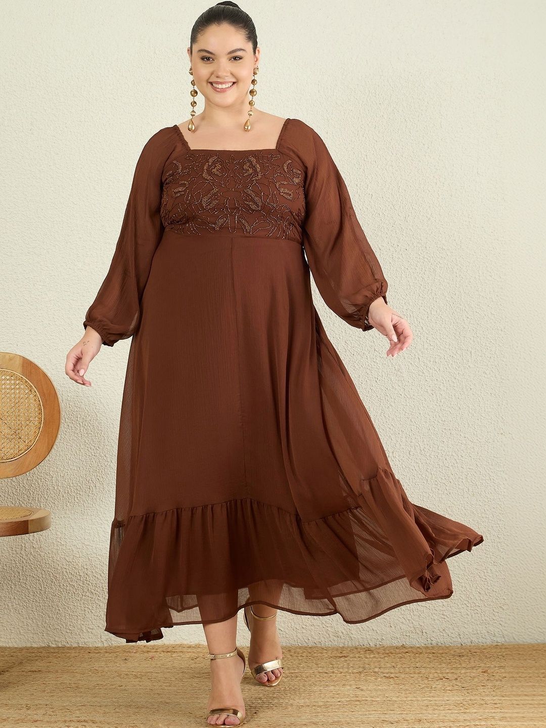 Antheaa Curve Embellished Chiffon A-Line Maxi Dress-image-40