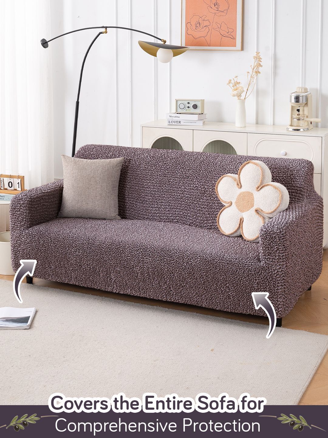 HOKIPO Plum Brown Italian Belissia Luxe 700 GSM Microfiber 3 Seater Sofa Cover-picture-44