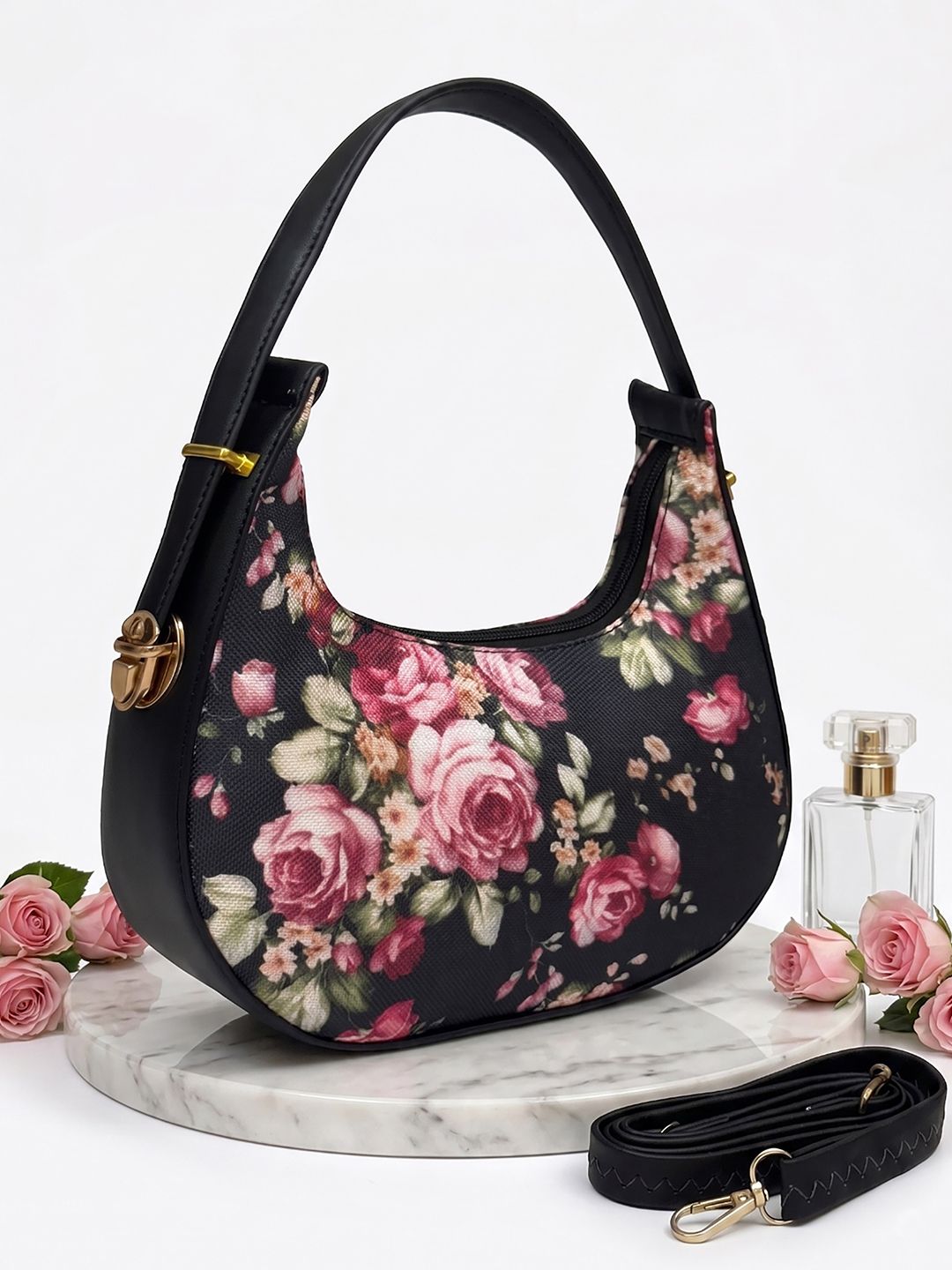 HERE&NOW Floral Printed Half Moon Shoulder Bag-picture-53