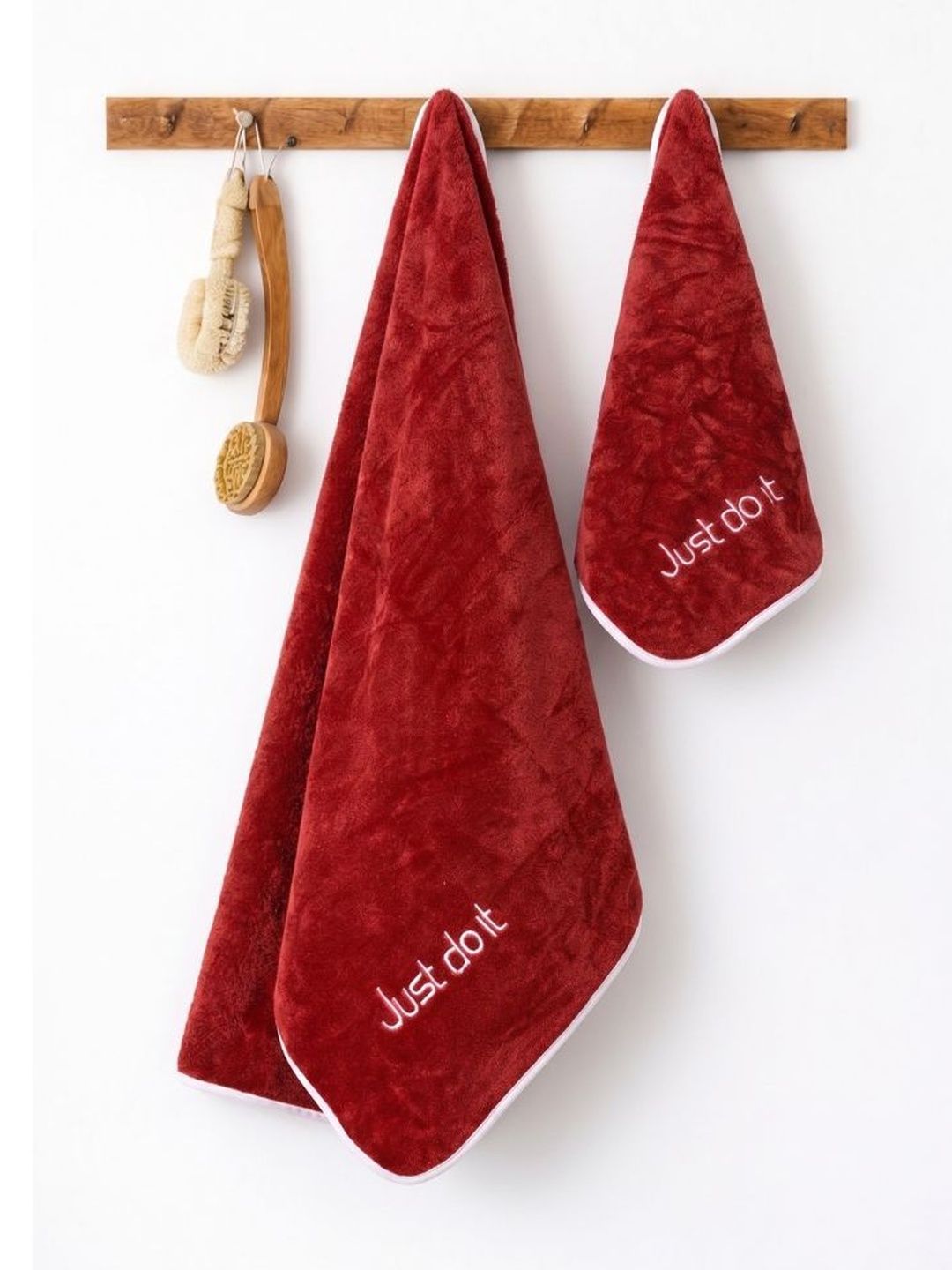 JANGID INDUSTRYS Red & White 1 Piece Cotton 400 GSM Towel Set-picture-41