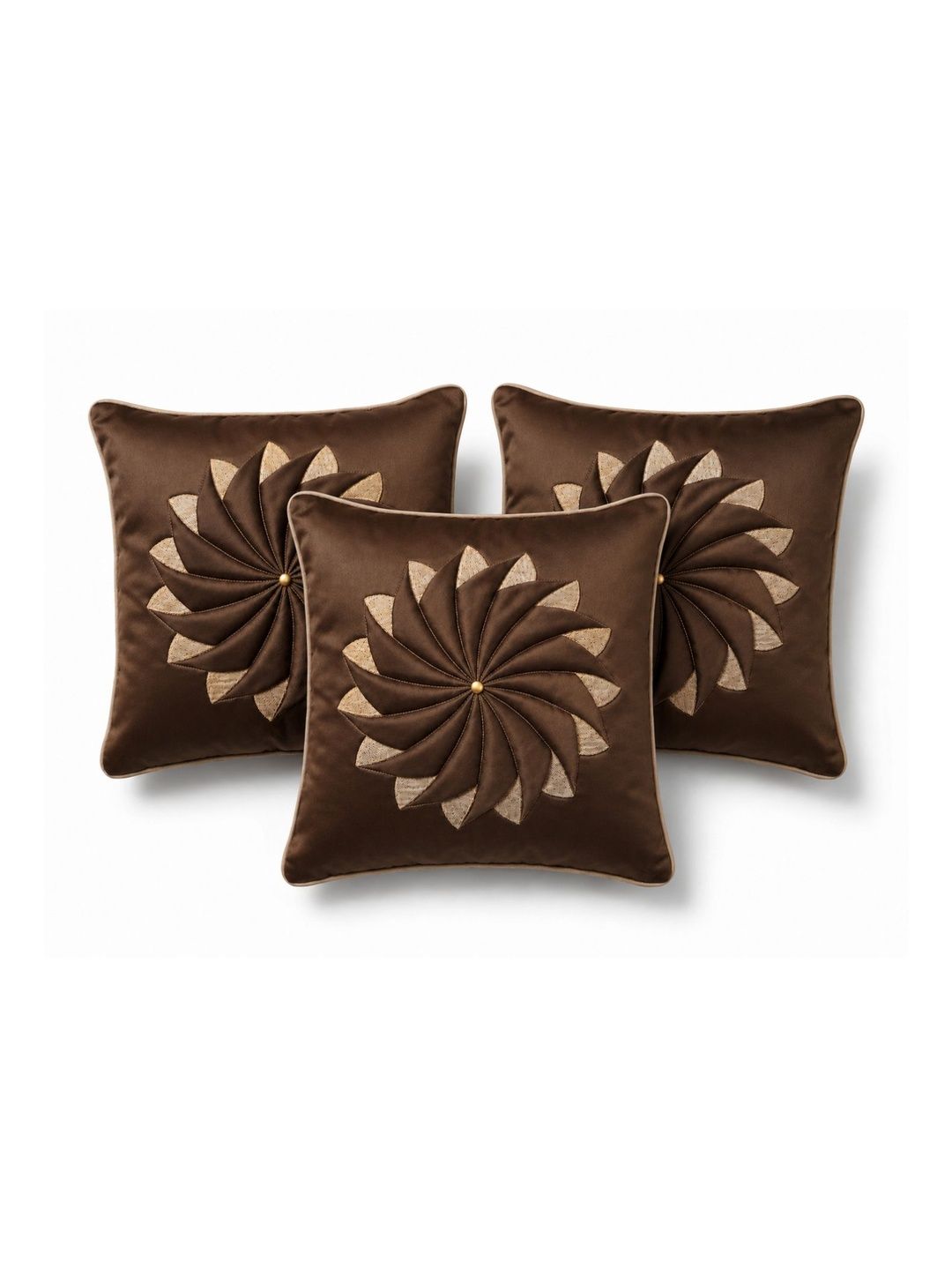 VORNEXA Brown Set of 3 Velvet Square Cushion Covers-picture-32