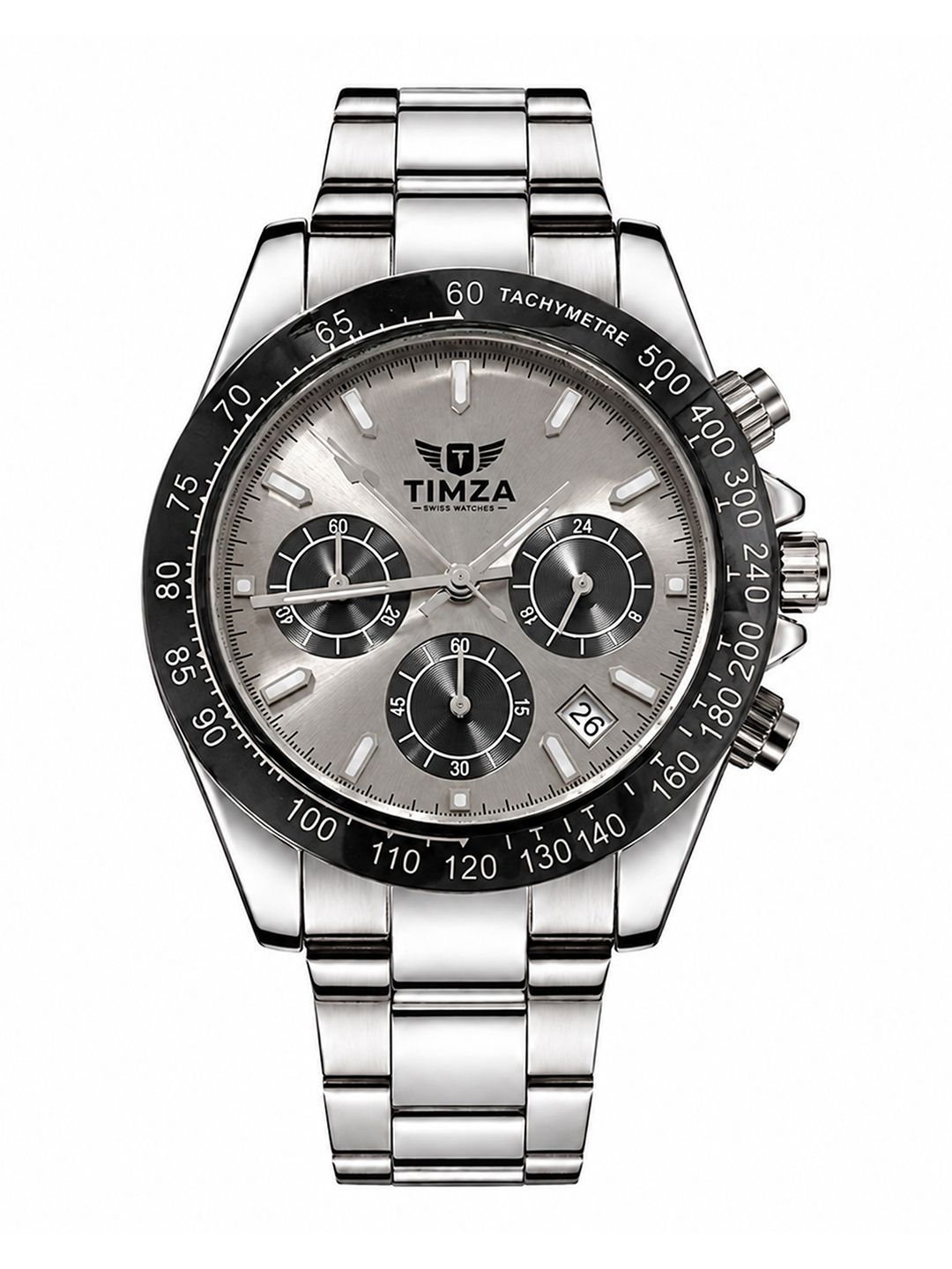 TIMZA Men Dial & Stainless Steel Bracelet Style Straps Chronograph Watch TMZ_1003_SLBK_CR-picture-20