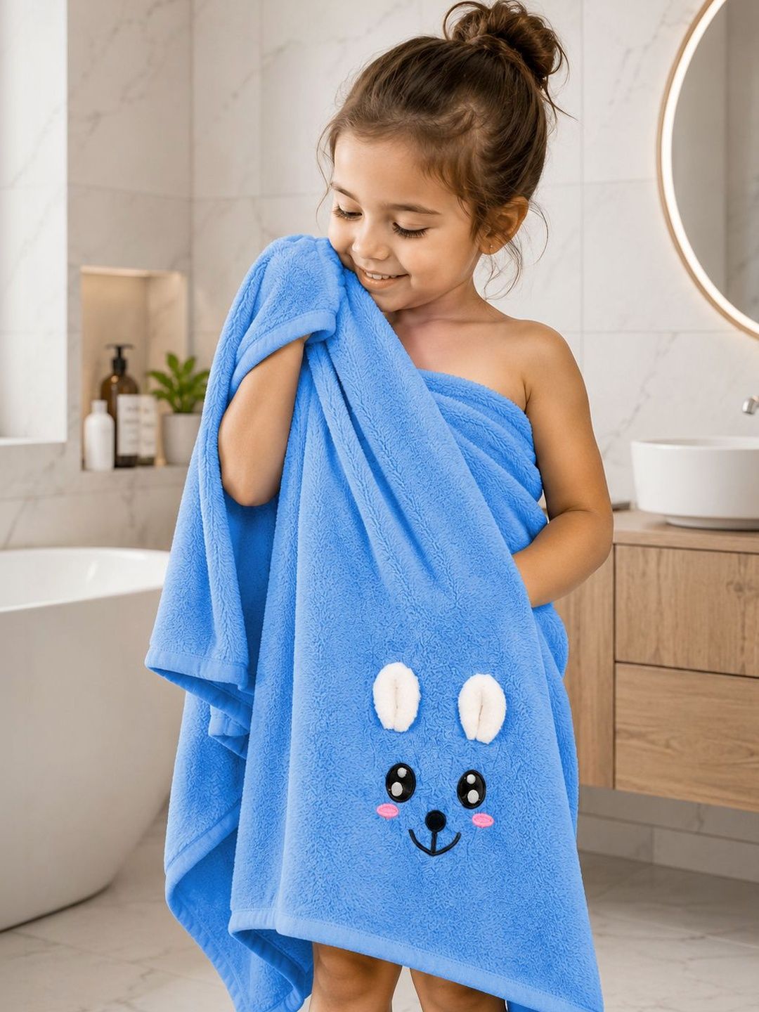 FABINALIV Blue & White 1 Cotton 400 GSM Bath Towel-image-45