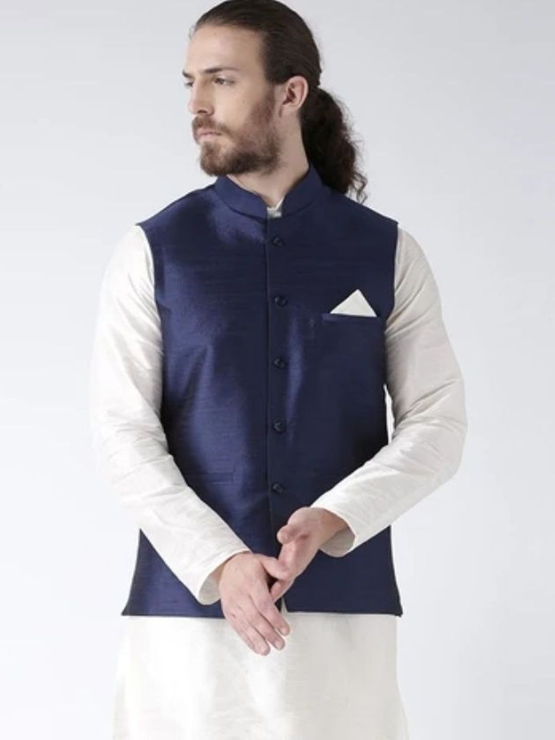 EPSI Woven Mandarin Collar Nehru Jackets-image-44