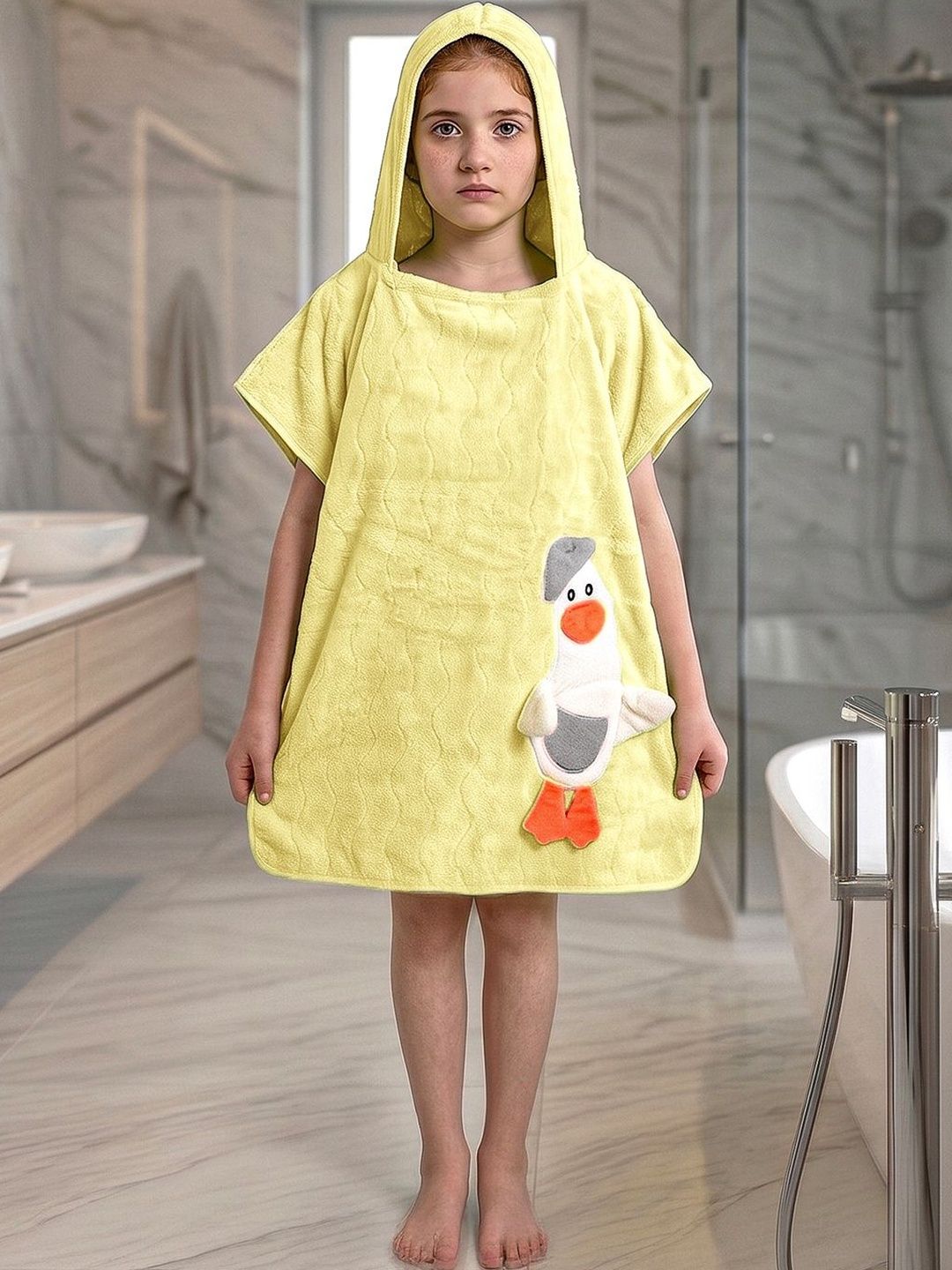 FABINALIV Yellow & White 1 Cotton 400 GSM Bath Towel-image-34