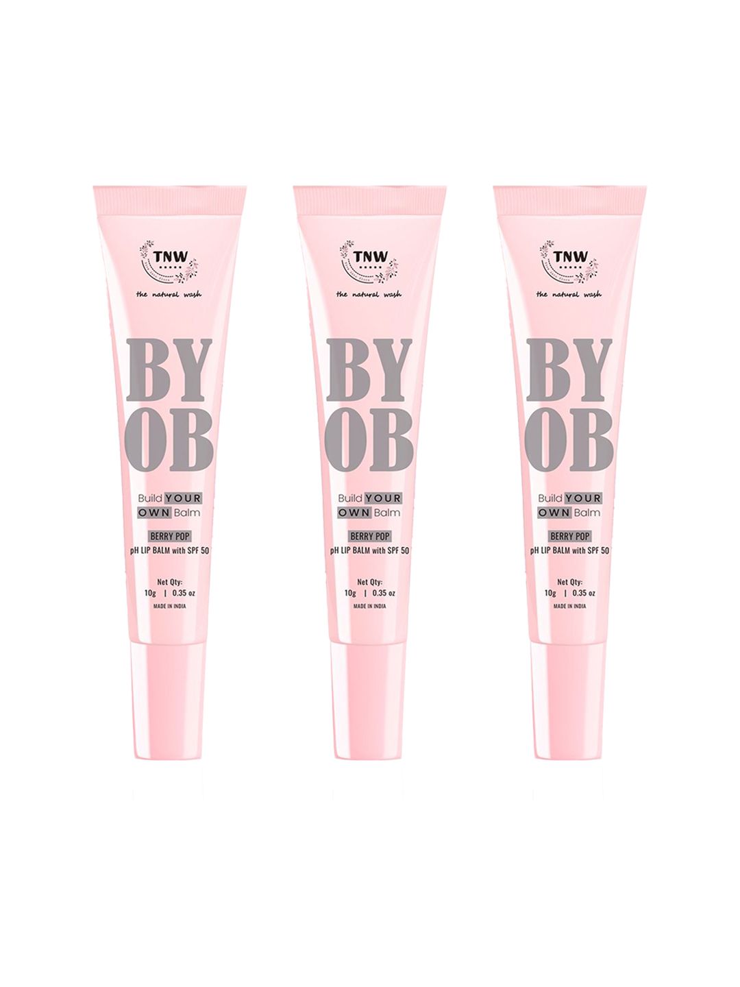 TNW the natural wash Set Of 3 BYOB Long Lasting pH SPF 50 Lip Balm - 10g Berry Pop-image-29