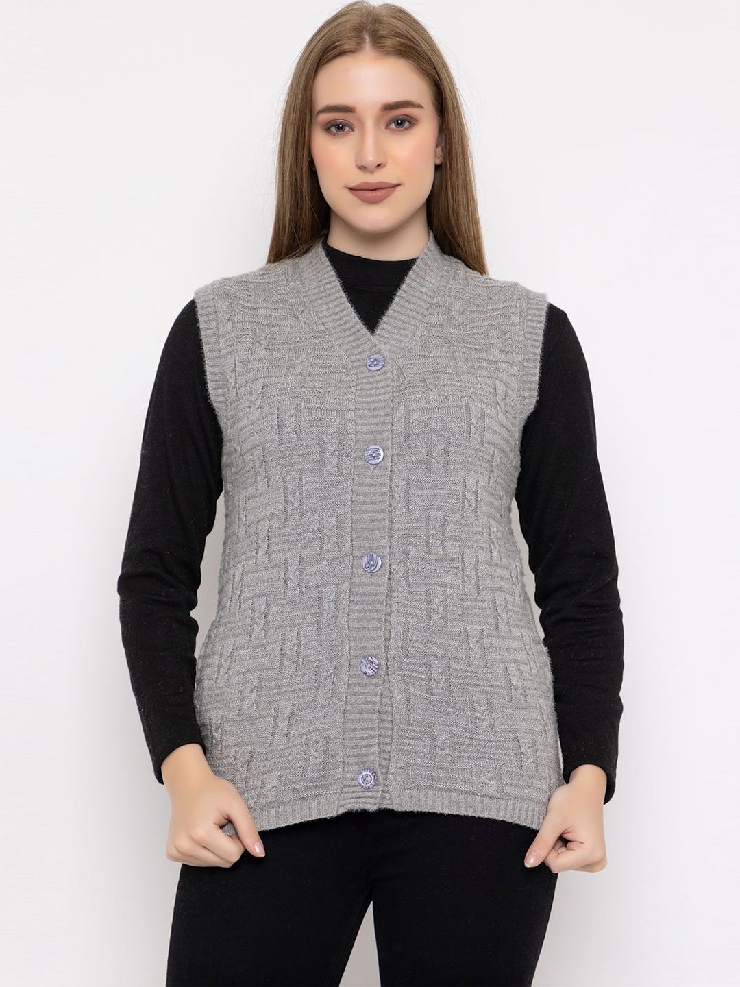 VENATORIA Self Design V Neck Sweater-picture-41
