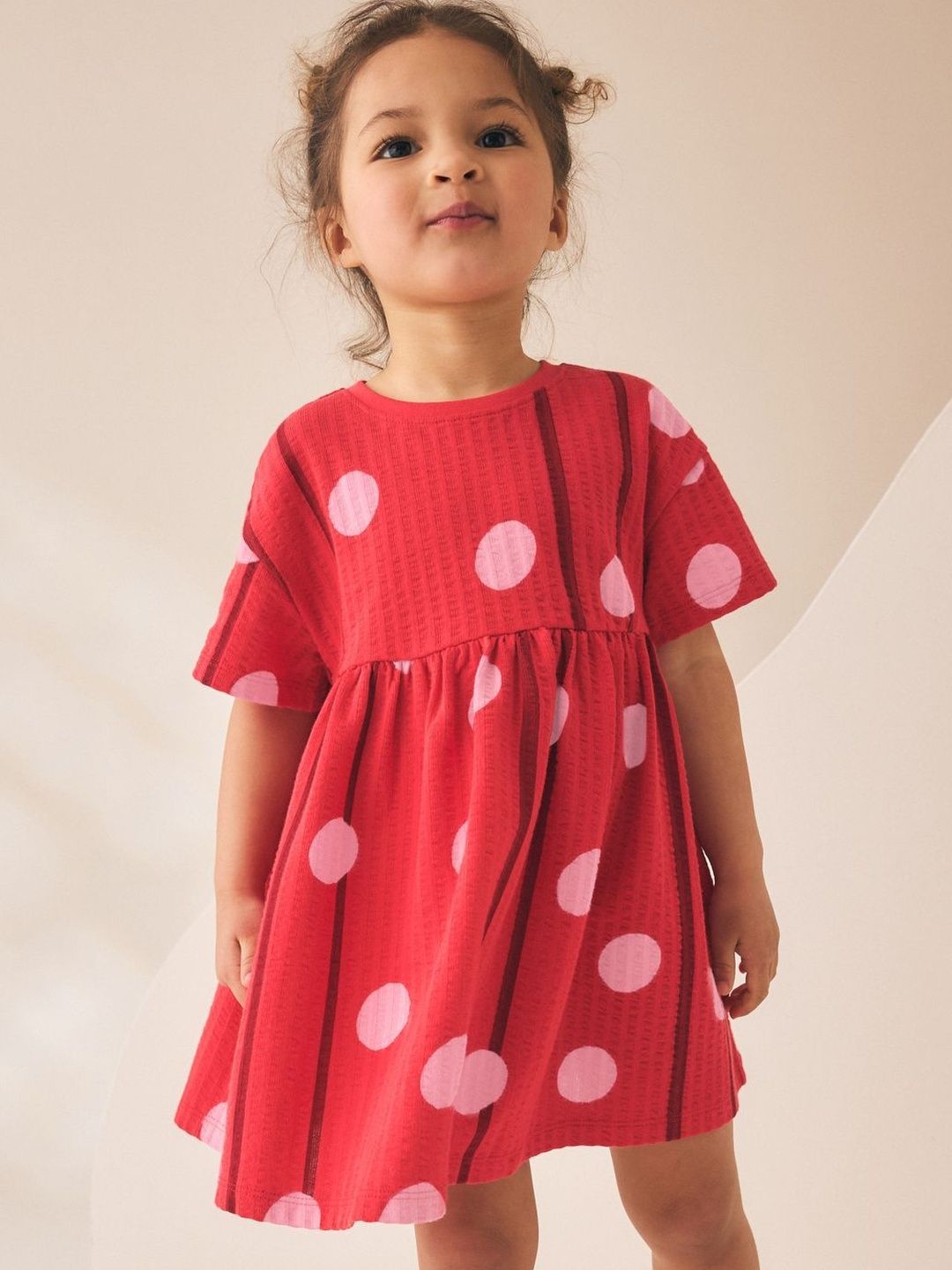 NEXT Girls Polka Dot Printed Gathers A-Line Dress-picture-14