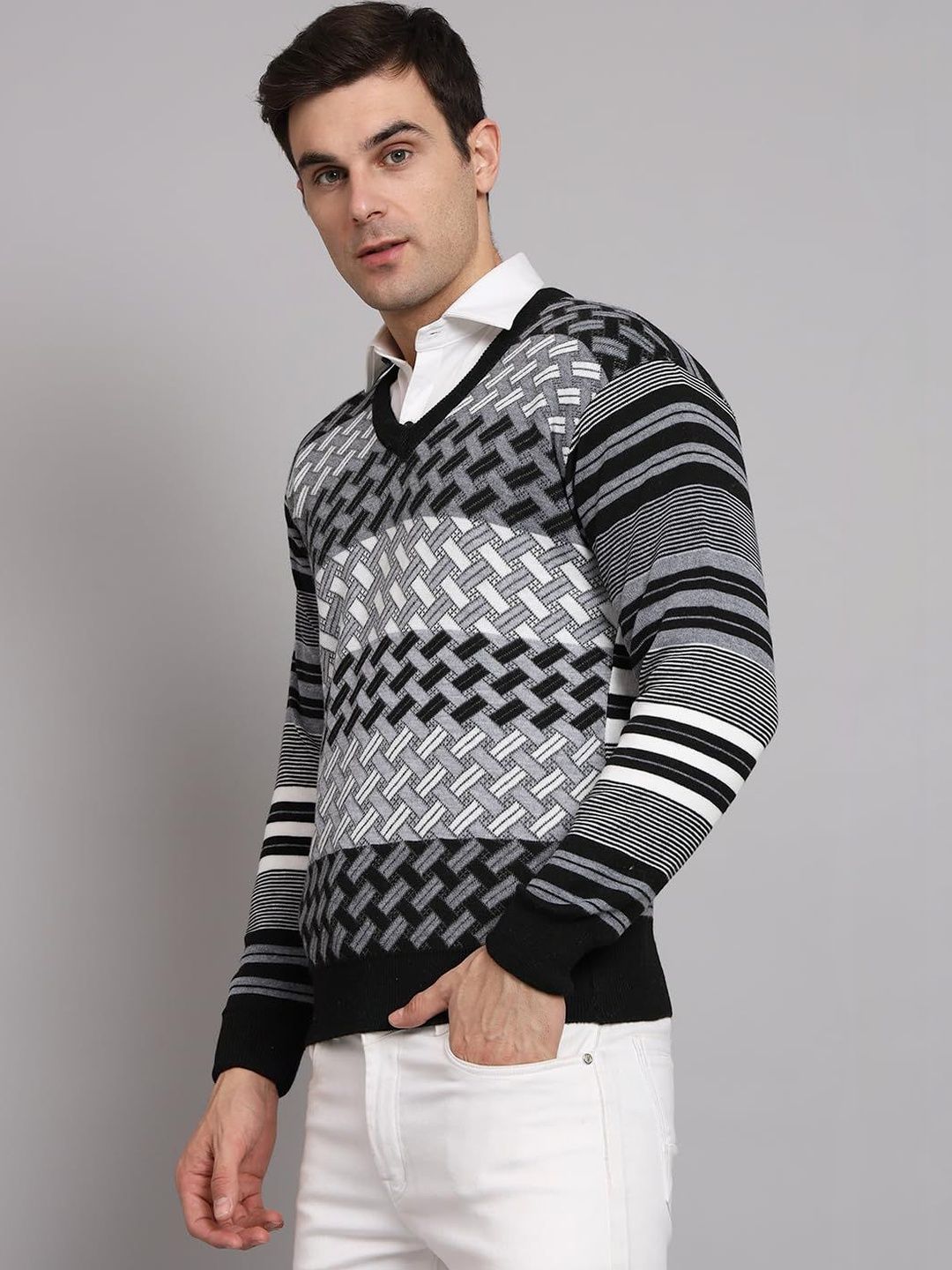 eWools Men Striped Woollen Pullover-picture-26