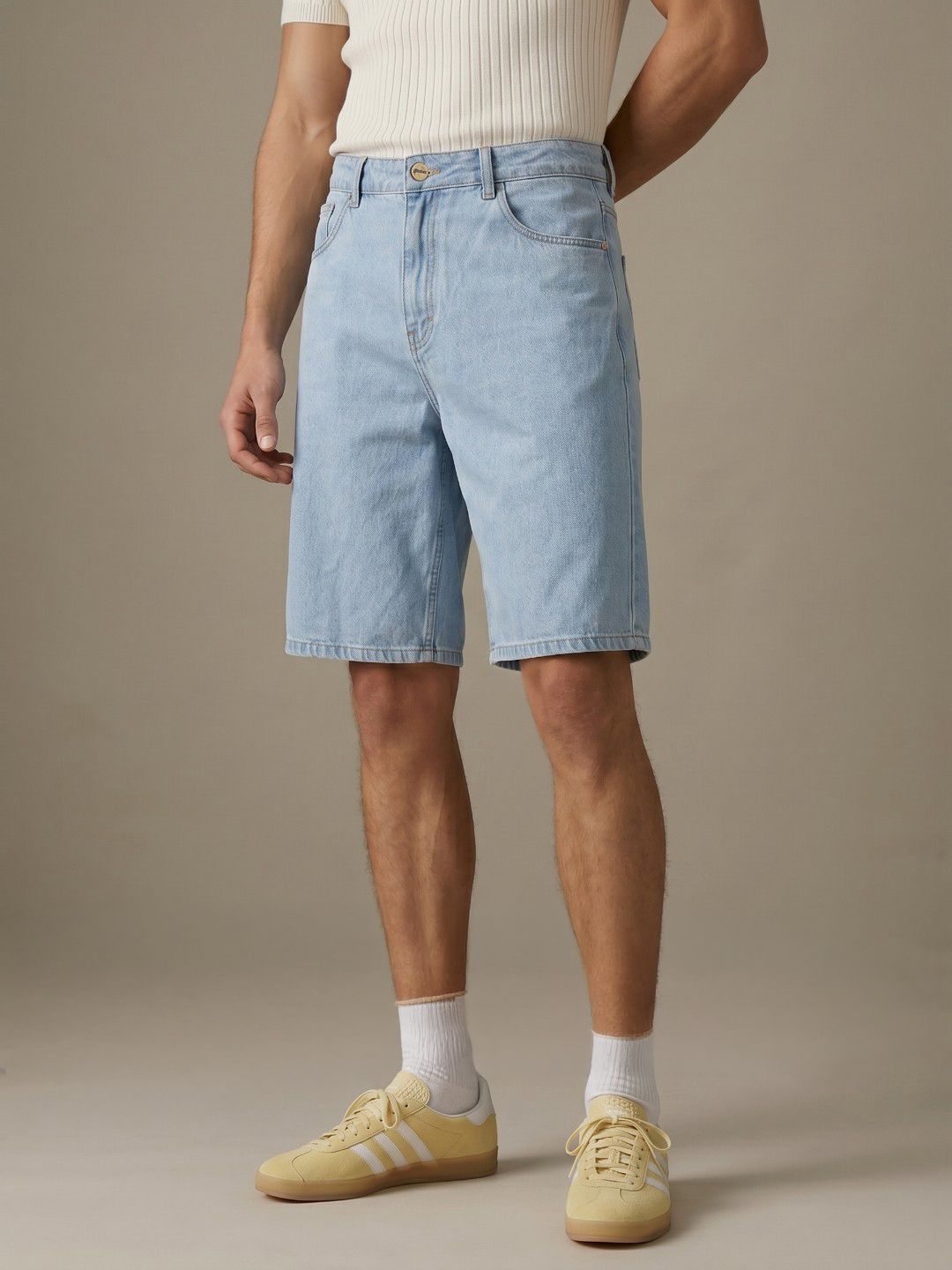glitchez Men Baggy Fit Pure Cotton Denim Shorts-picture-19