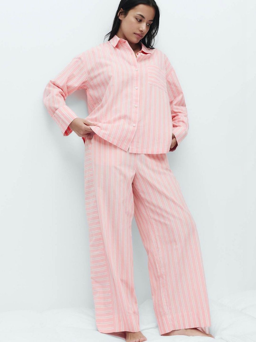 Marks & Spencer Striped Cotton Regular Fit Lounge Pants-picture-18