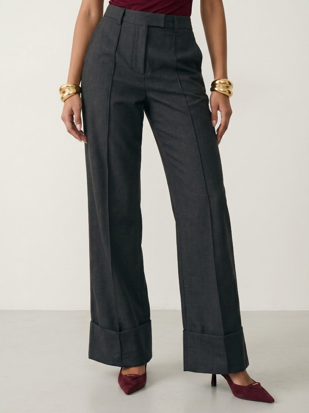 Phosphorus Women Checked High-Rise Trousers-picture-13