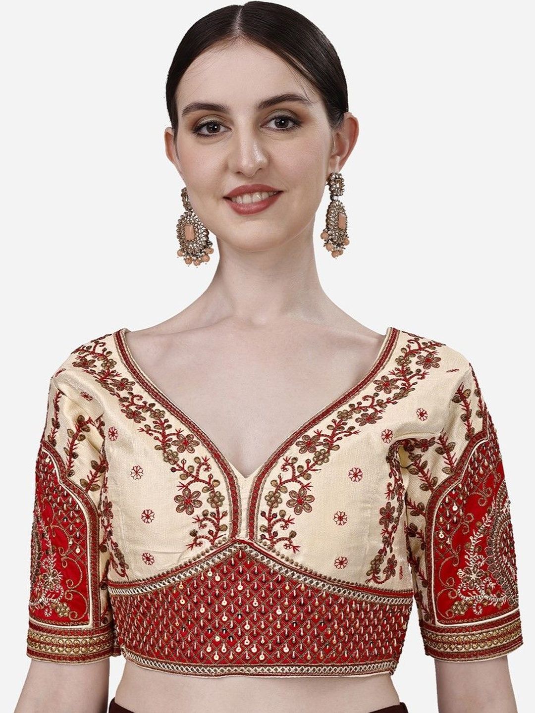 Moda Rapido Silk Embroidered Zari Saree Blouse-image-21