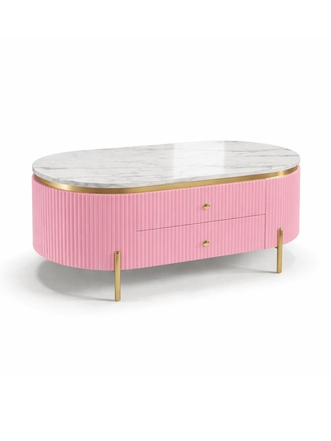 PAAM WOOD Pink Stone Oval Coffee Table-image-14