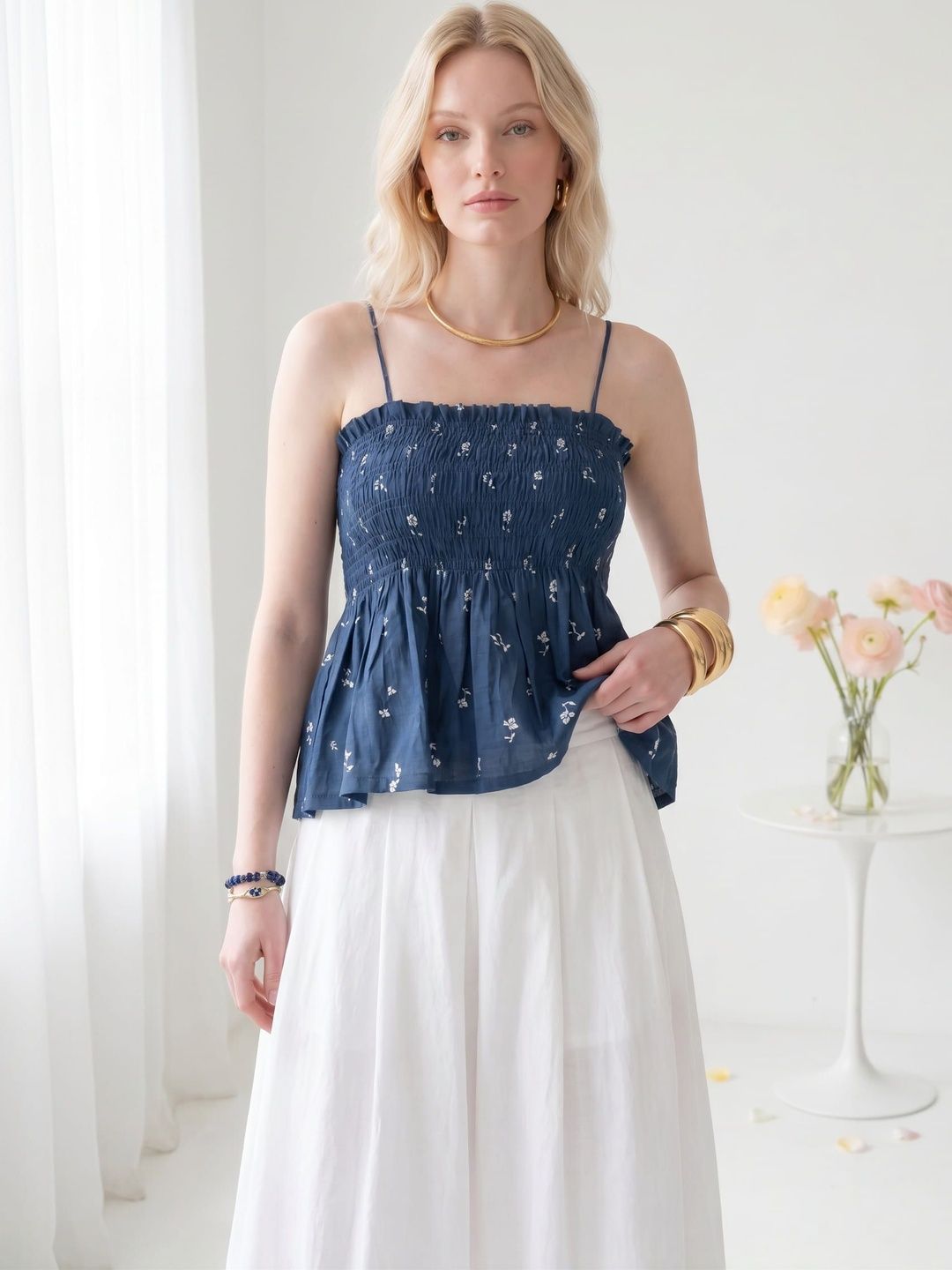 KALAMIR Floral Print Cotton Blend Top-picture-30