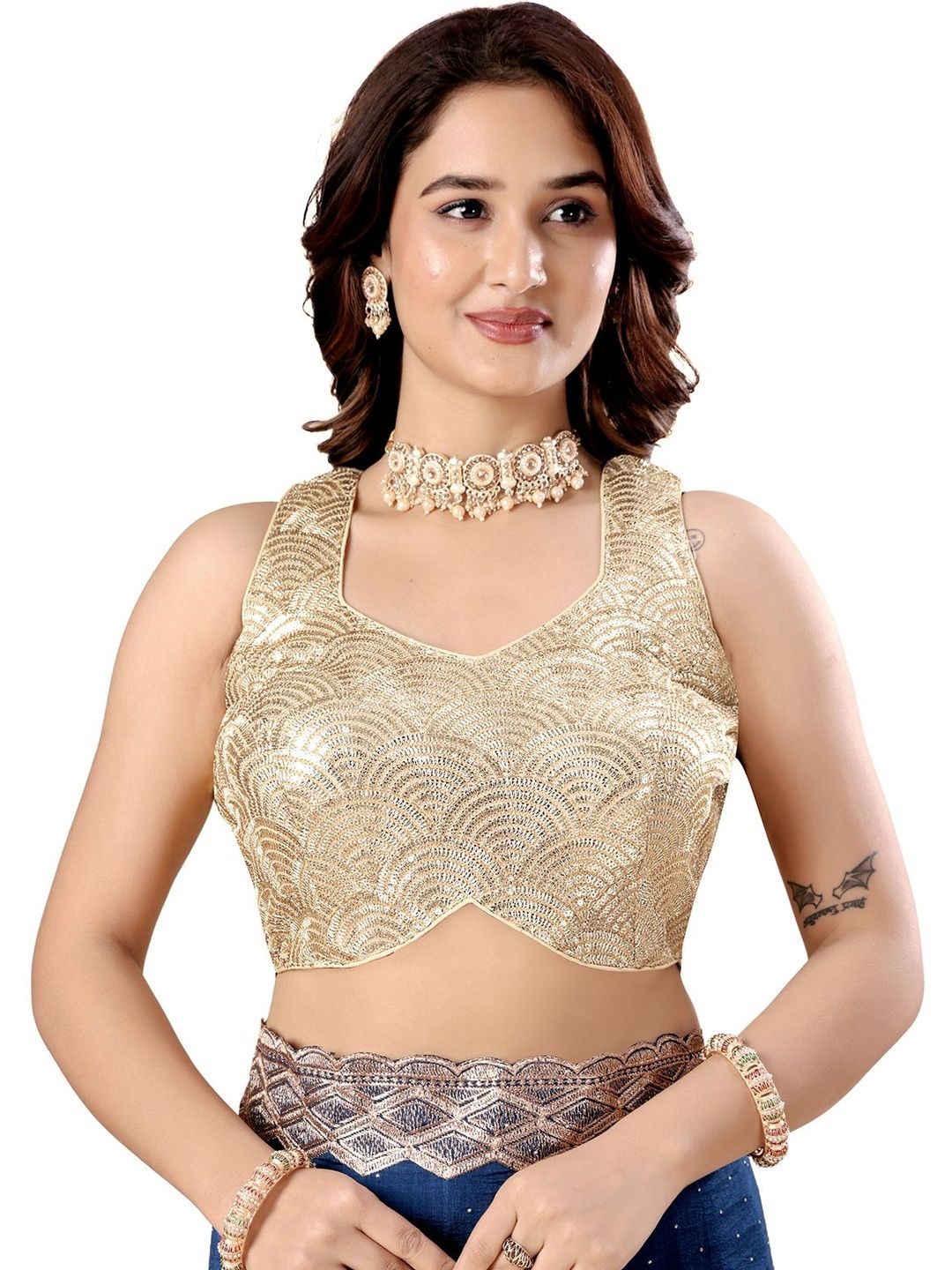 Moda Rapido Embellished Sequinned Saree Blouse-picture-10