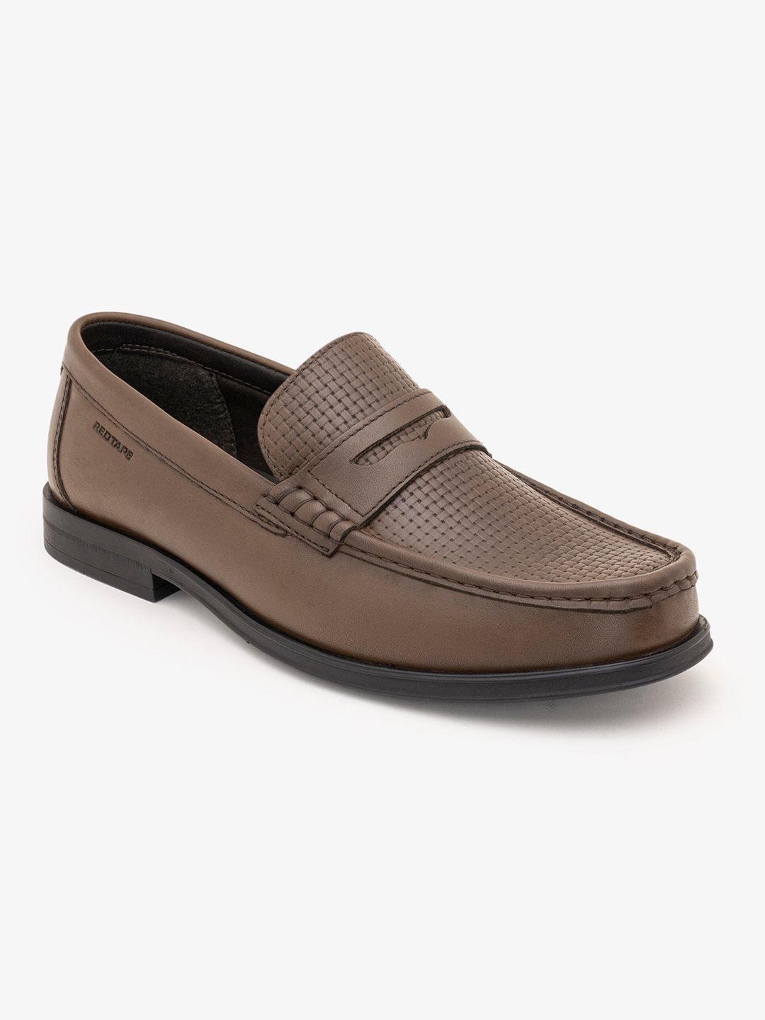 Red Tape Men Textured Leather Round Toe Slip-On Formal Loafers-image-22