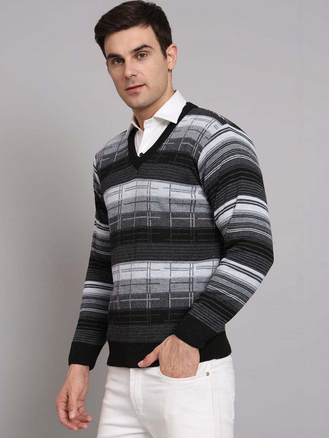 eWools Men Checked Woollen Pullover-picture-35