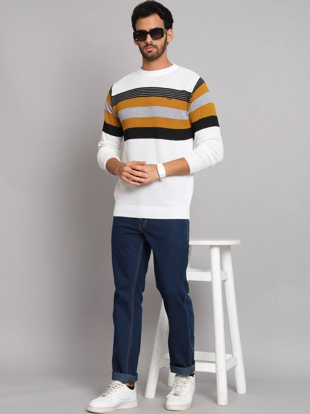 eWools Men Striped Woollen Pullover-picture-23