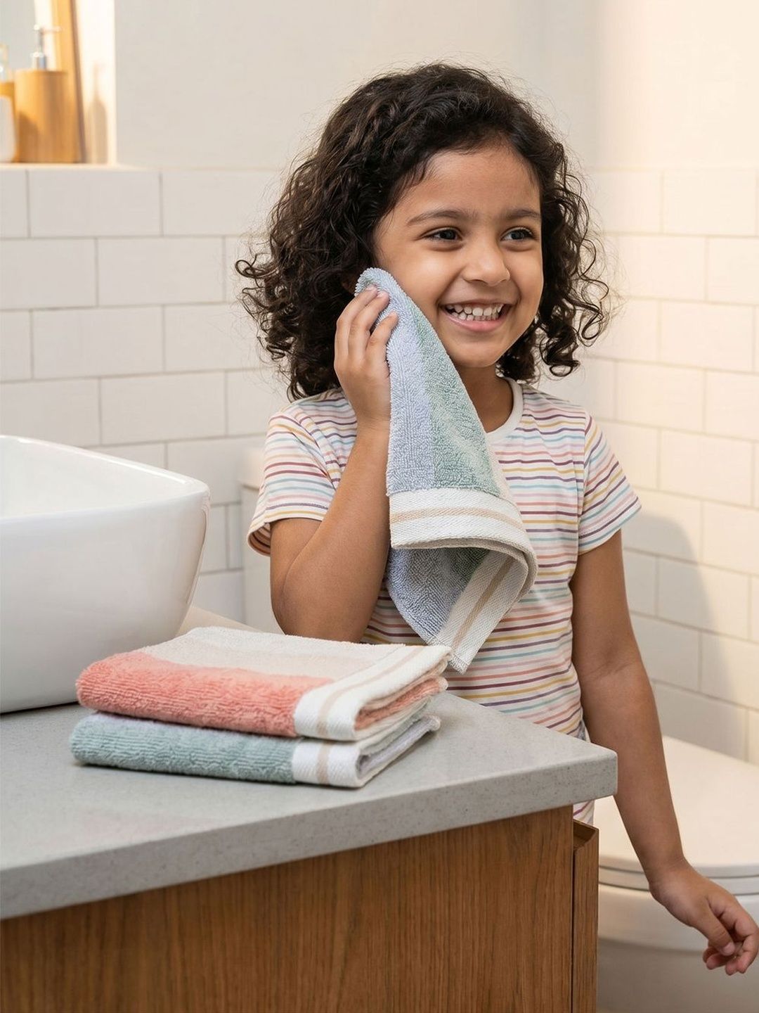 MYTRIDENT Kids 3-Pcs Grey Pure Cotton 550 GSM Face Towels-image-36