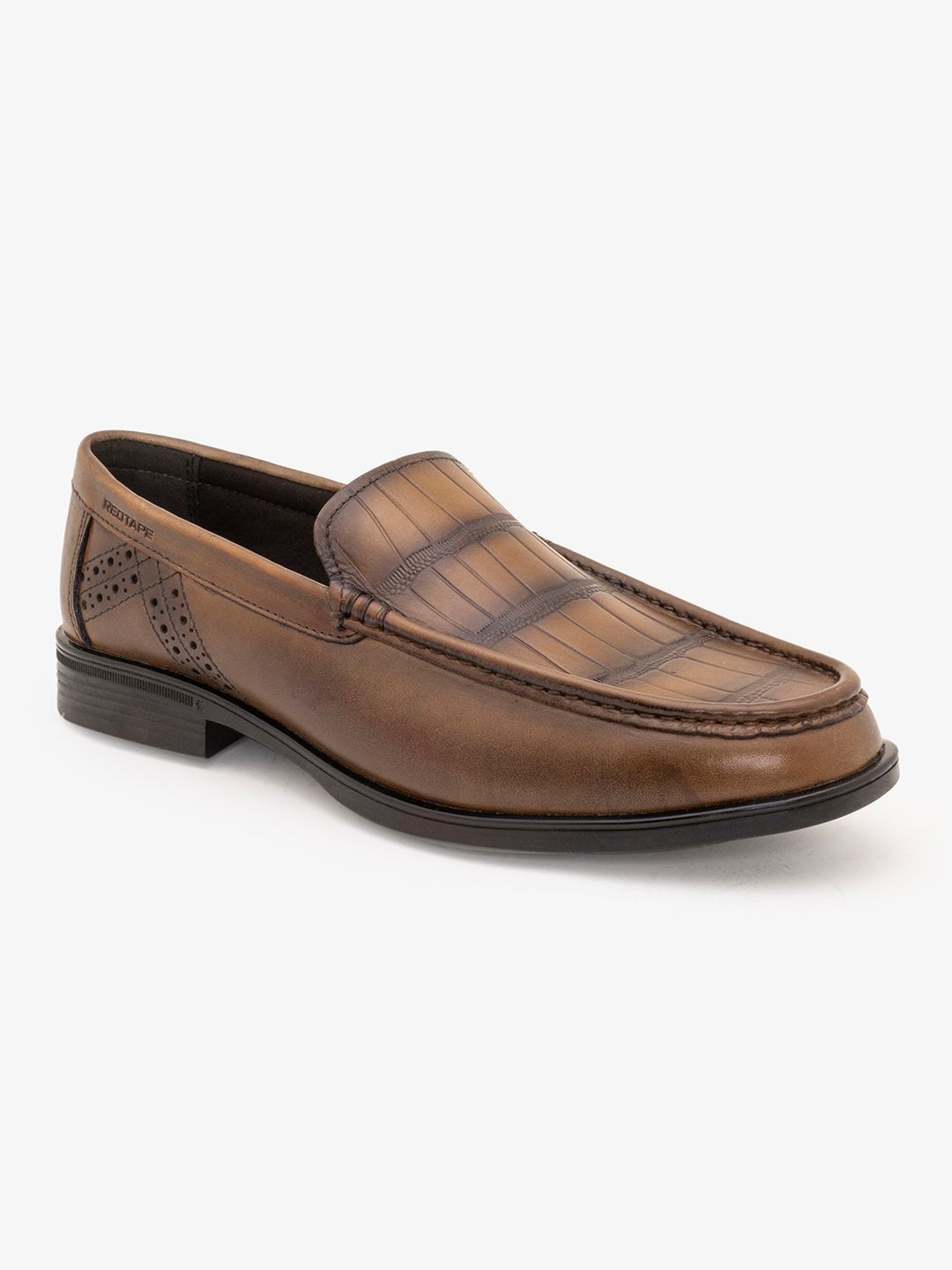 Red Tape Men Textured Leather Round Toe Slip-On Formal Loafers-image-20