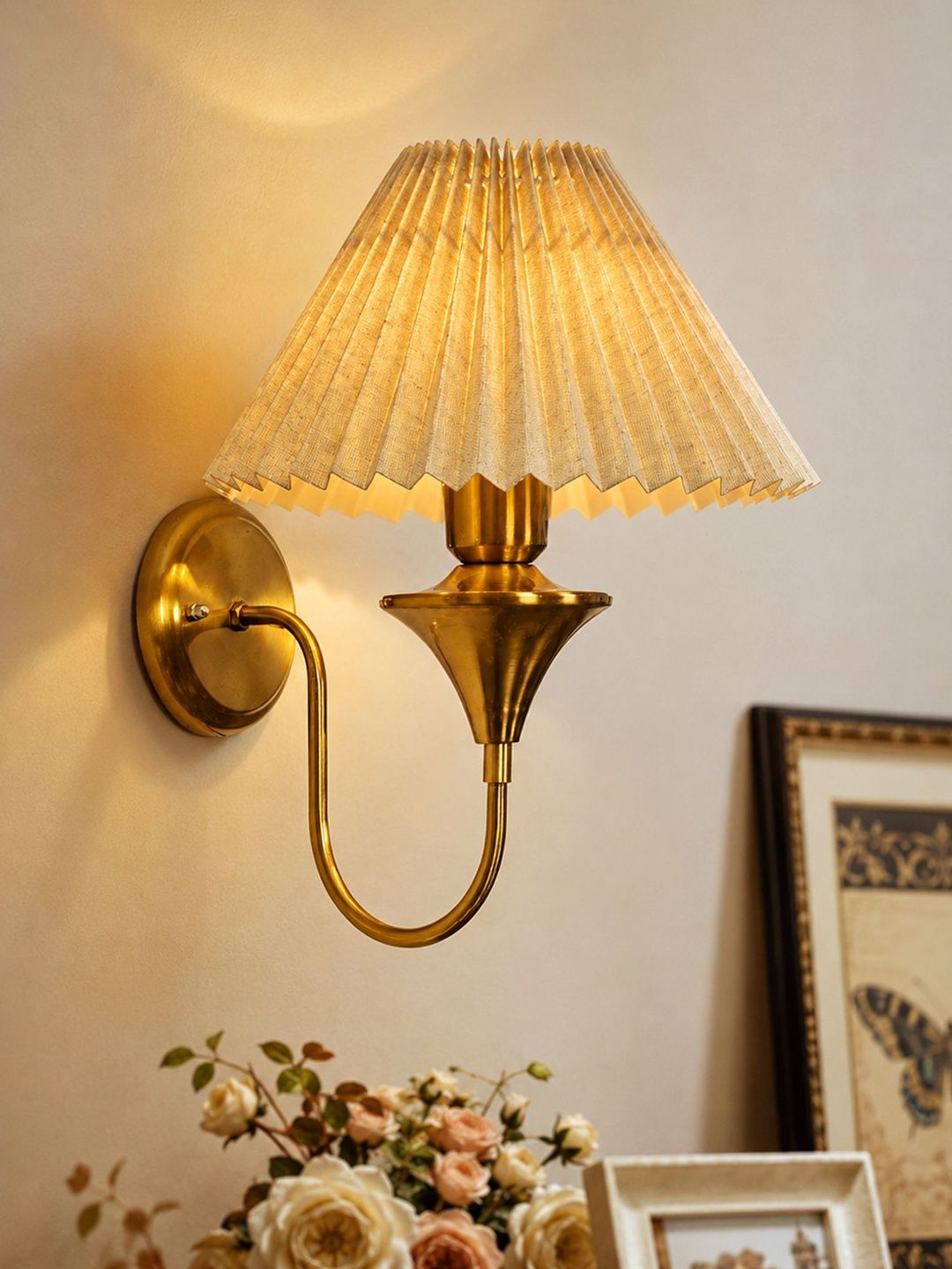Glowhere Beige Textured Metal Contemporary Frustum Shaped Wall Lamp-picture-48