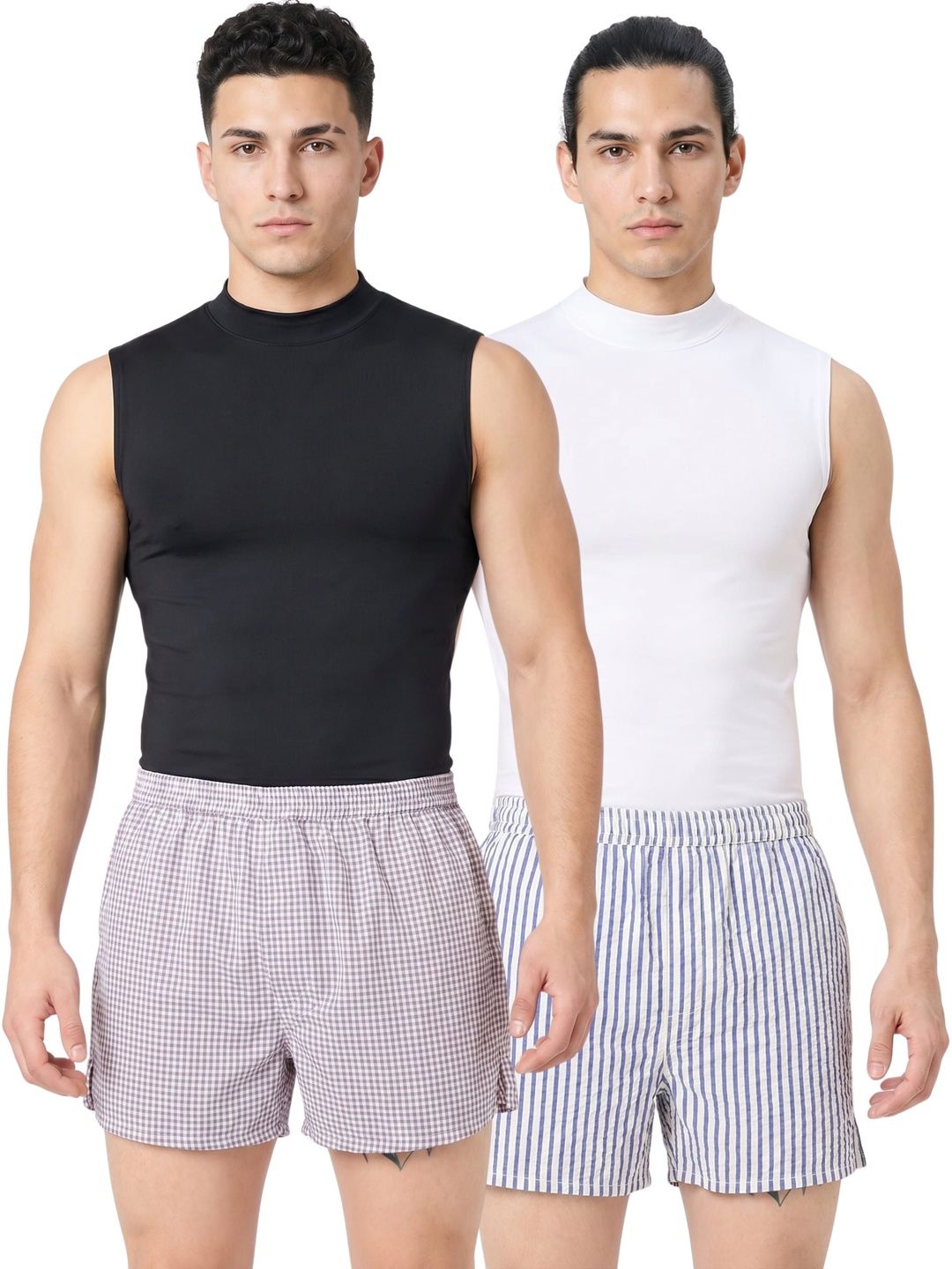 VASTRADO Pack Of 2 Striped & Checked Cotton Boxers-picture-33